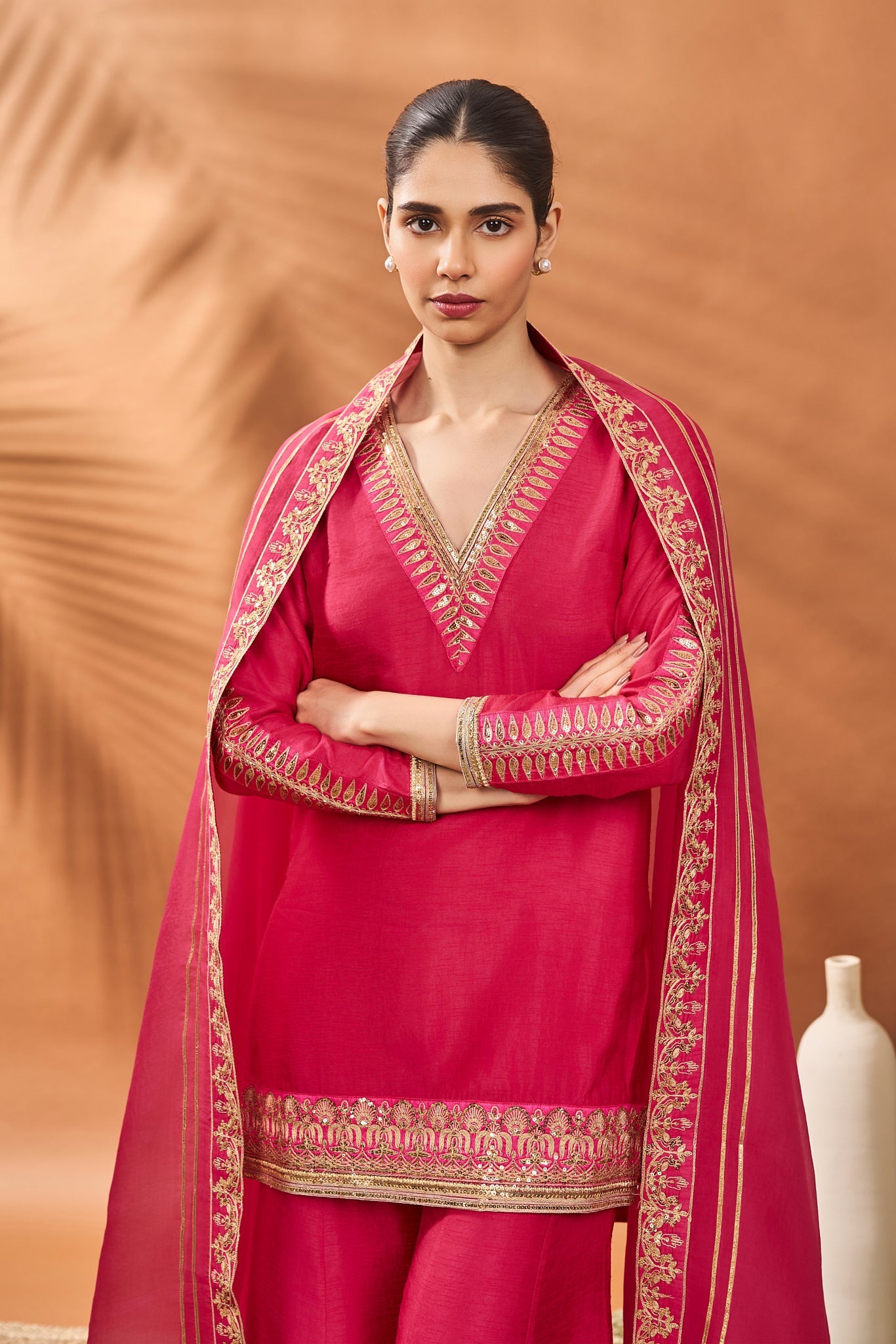 Pink Trikone Sharara Set