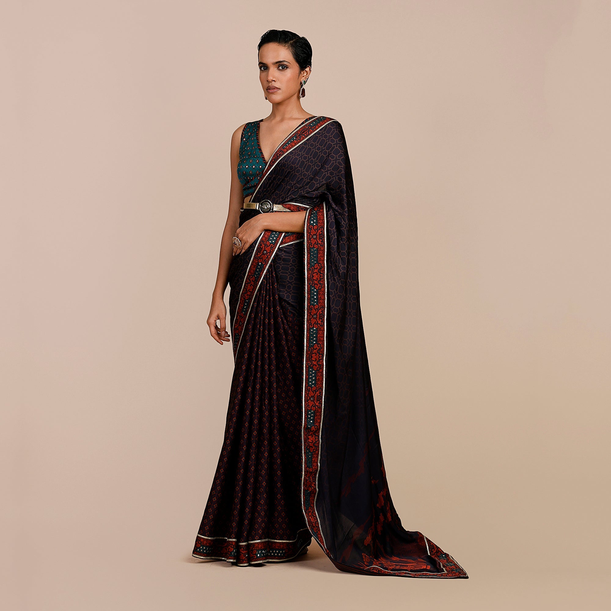 Mulbery Purple - Turquoise Blue Saree Set | SATT