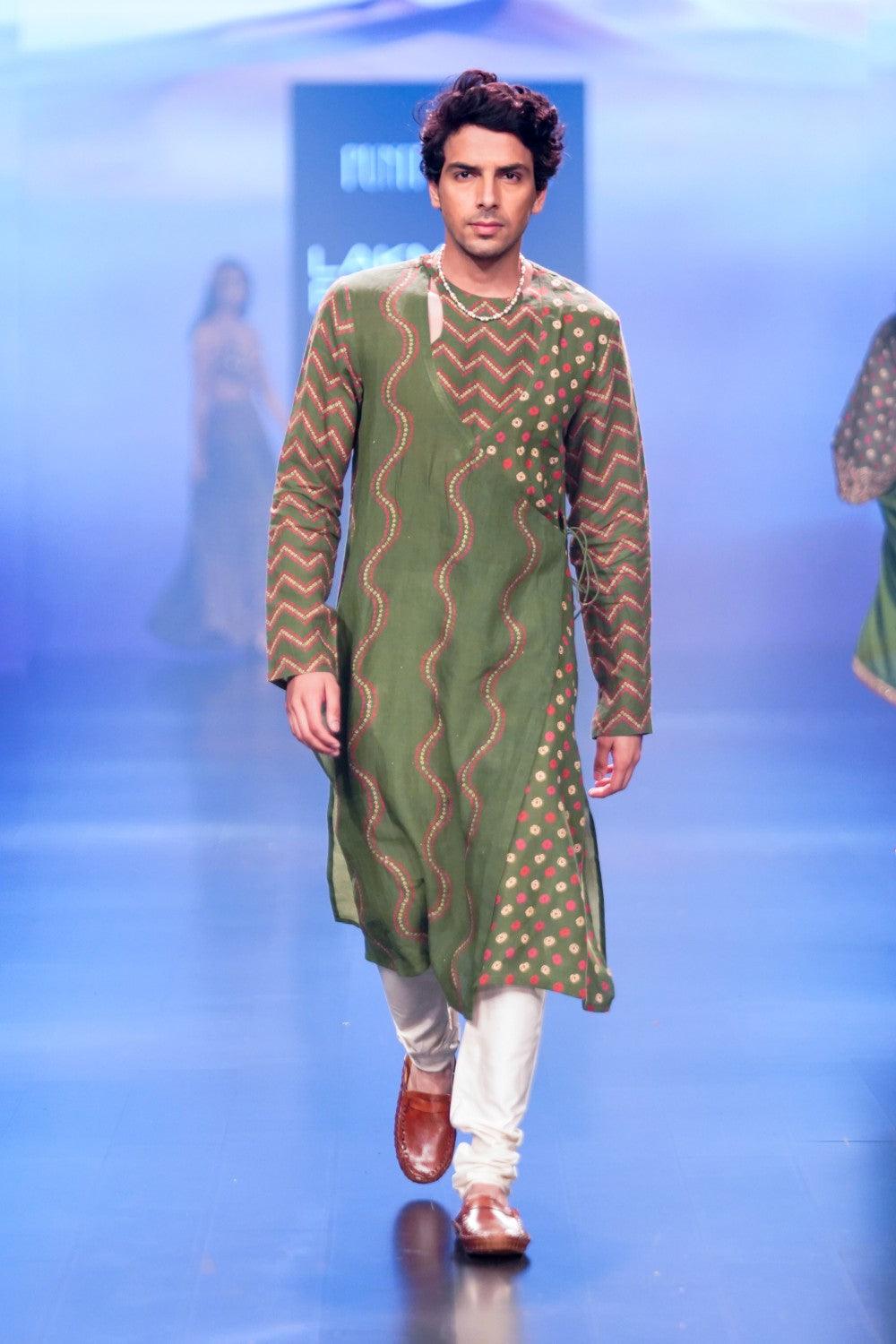 Bandhani Print Angrakha Style Kurta Set
