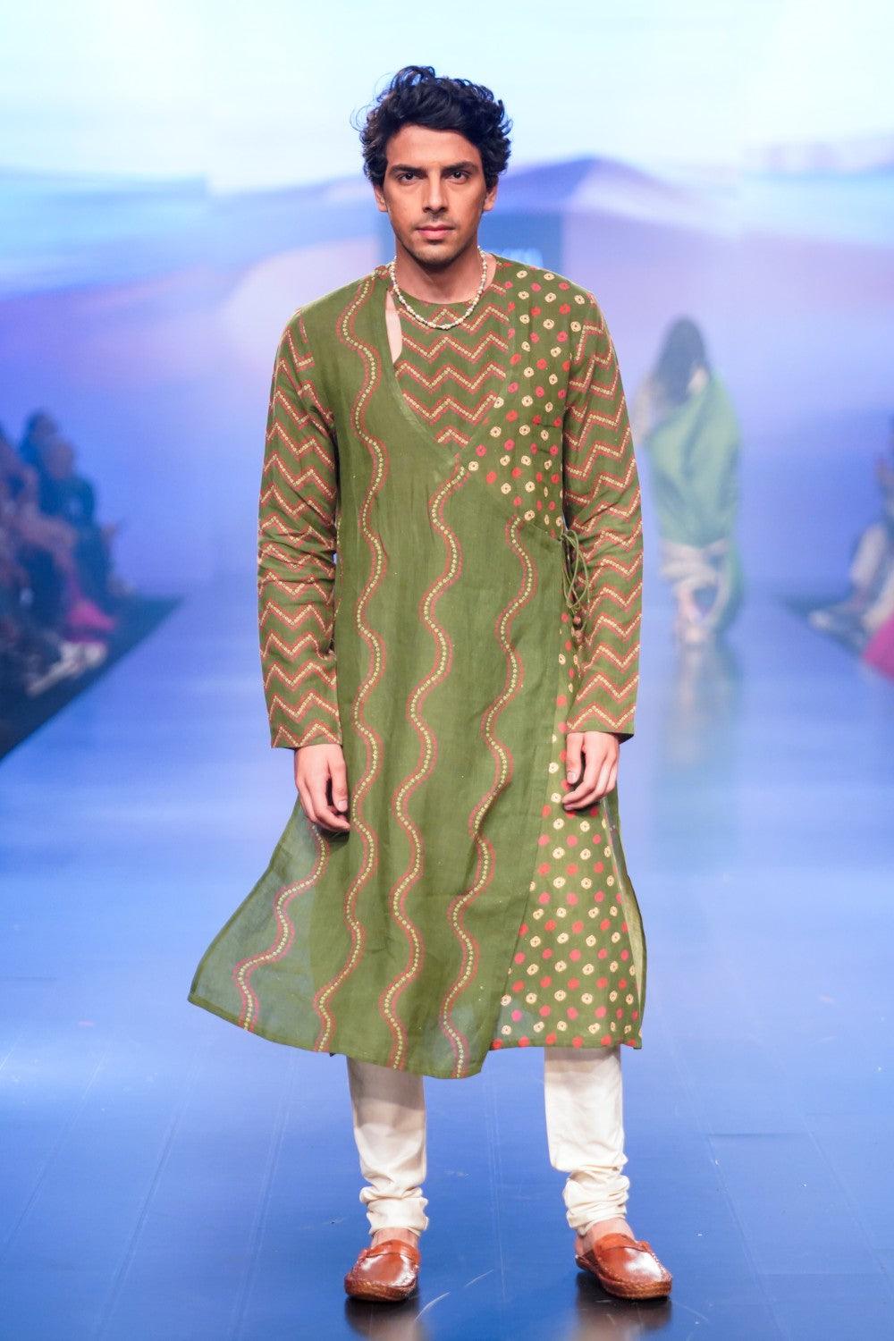 Bandhani Print Angrakha Style Kurta Set