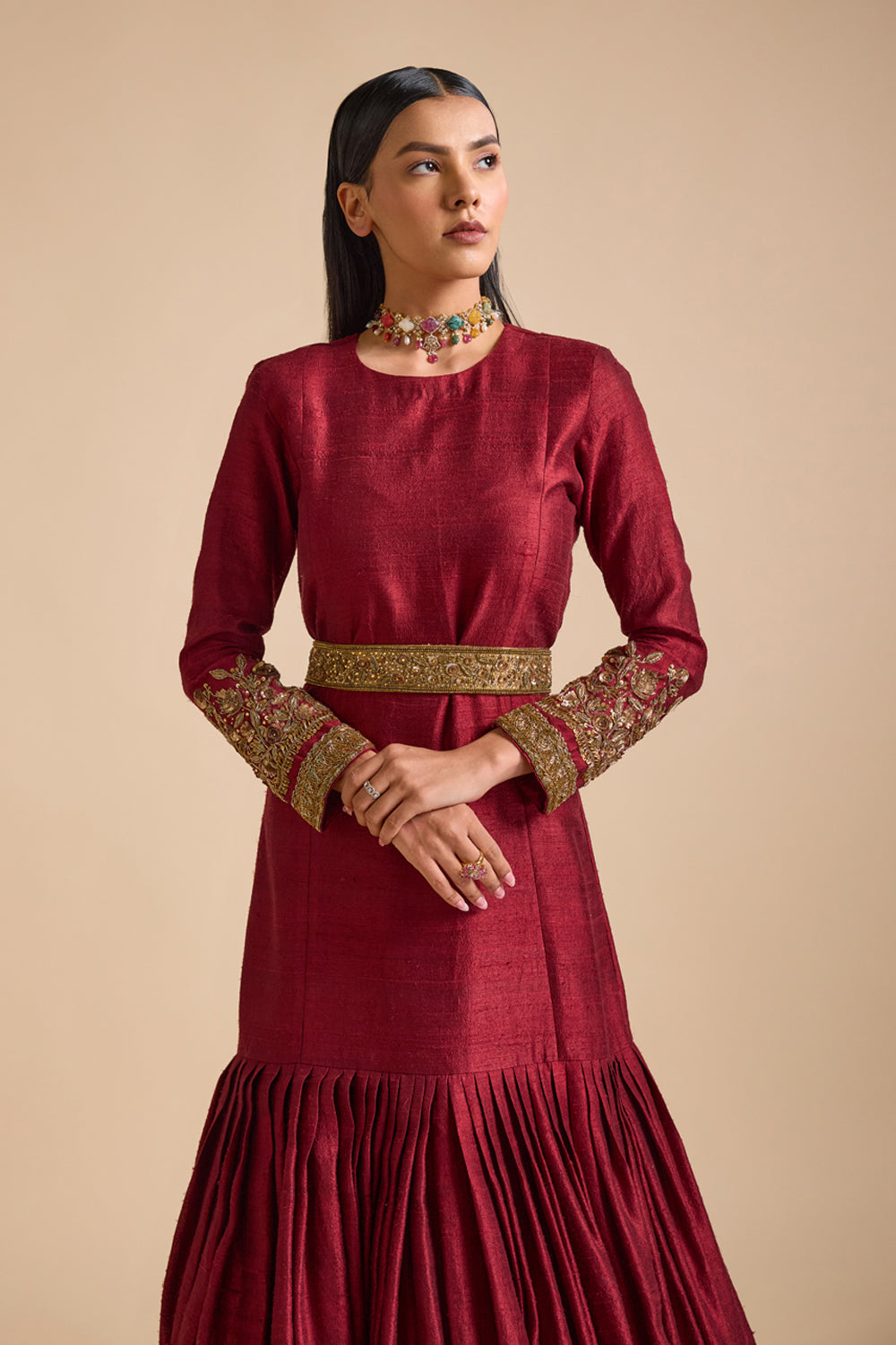 Cuff Gown With Belt