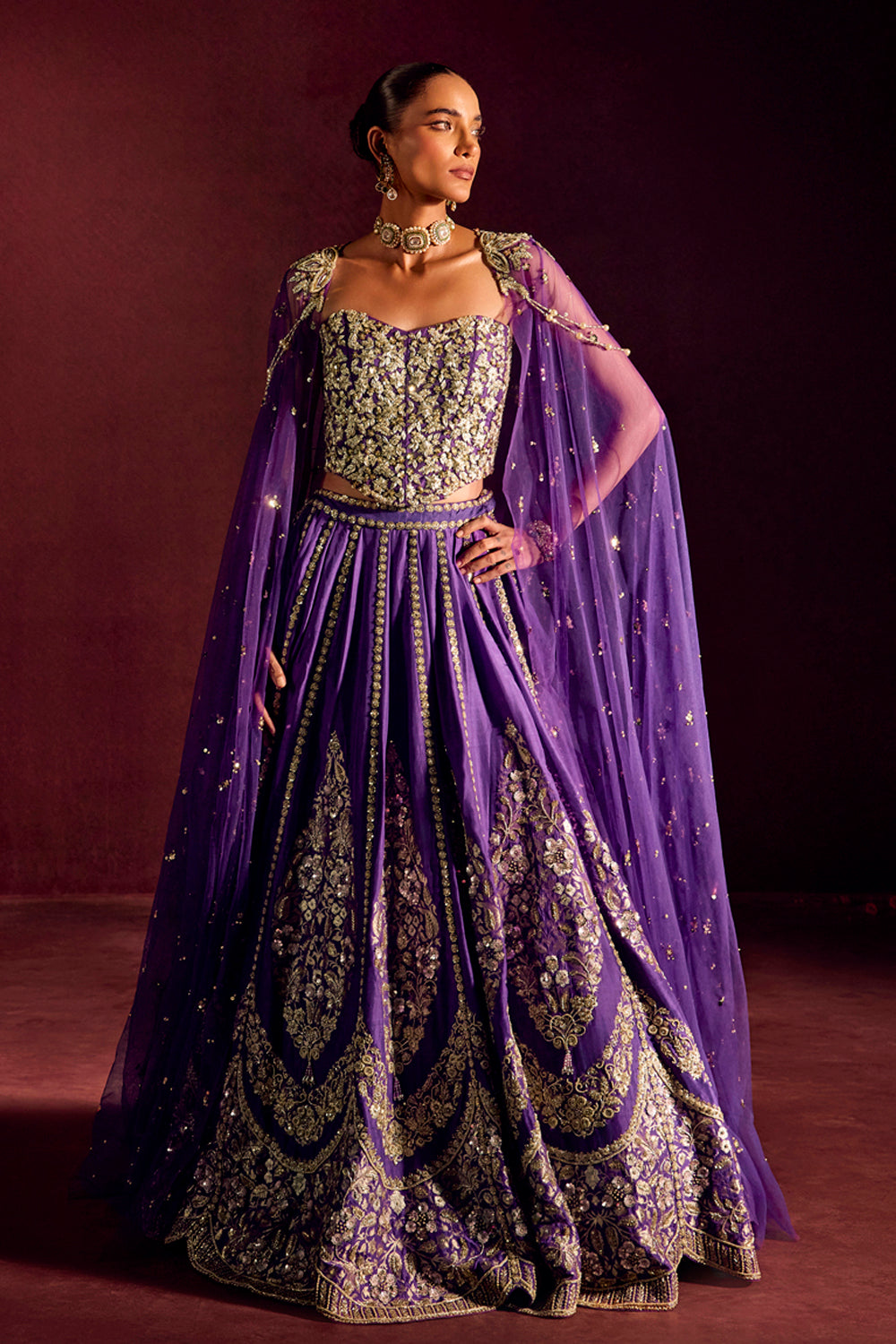 Purple Corset Lehenga Set