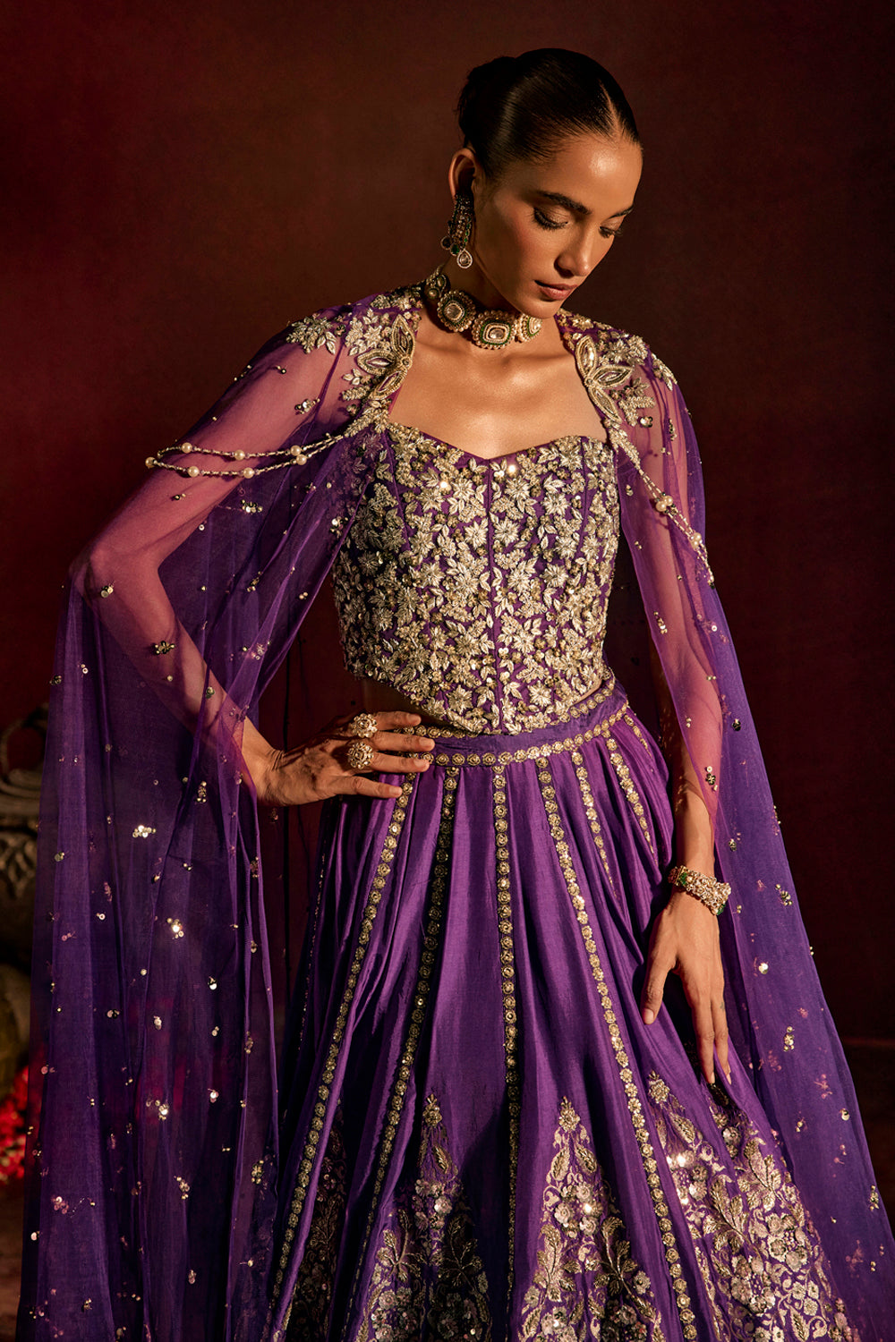Purple Corset Lehenga Set