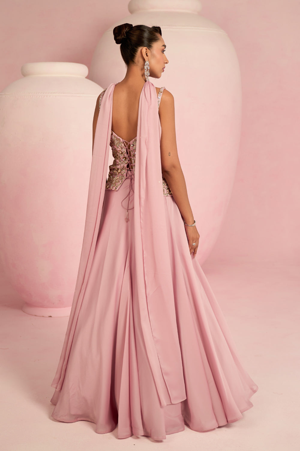 Soft Pink Corset Top & Skirt Set