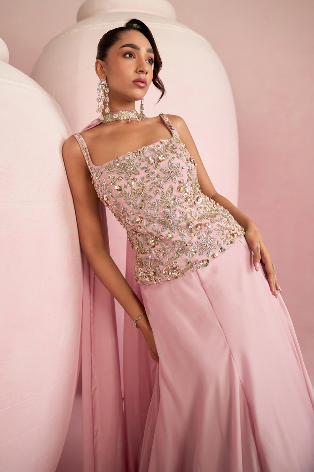 Soft Pink Corset Top & Skirt Set