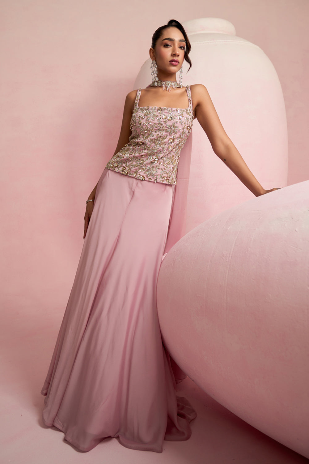 Soft Pink Corset Top & Skirt Set - Ready To Ship