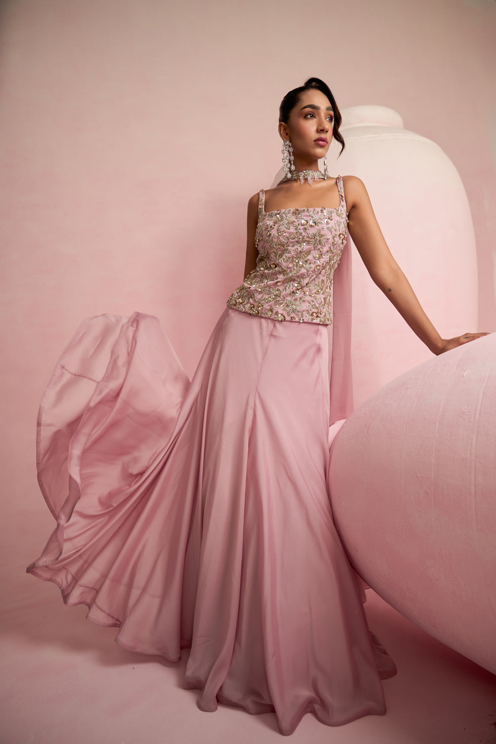 Soft Pink Corset Top & Skirt Set