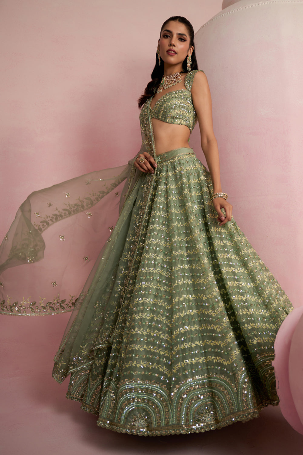 Sage Green Lehenga Set