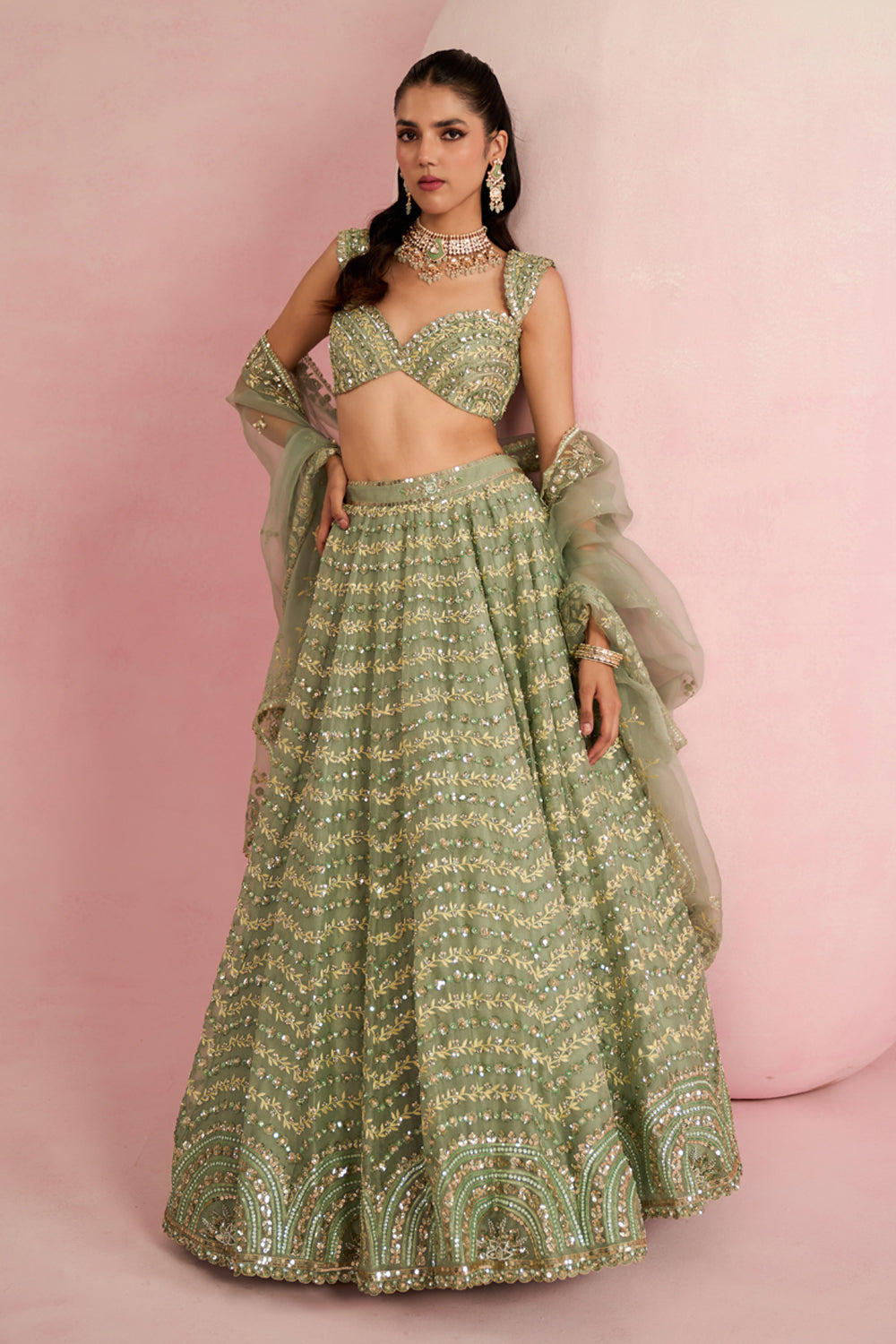 Sage Green Lehenga Set