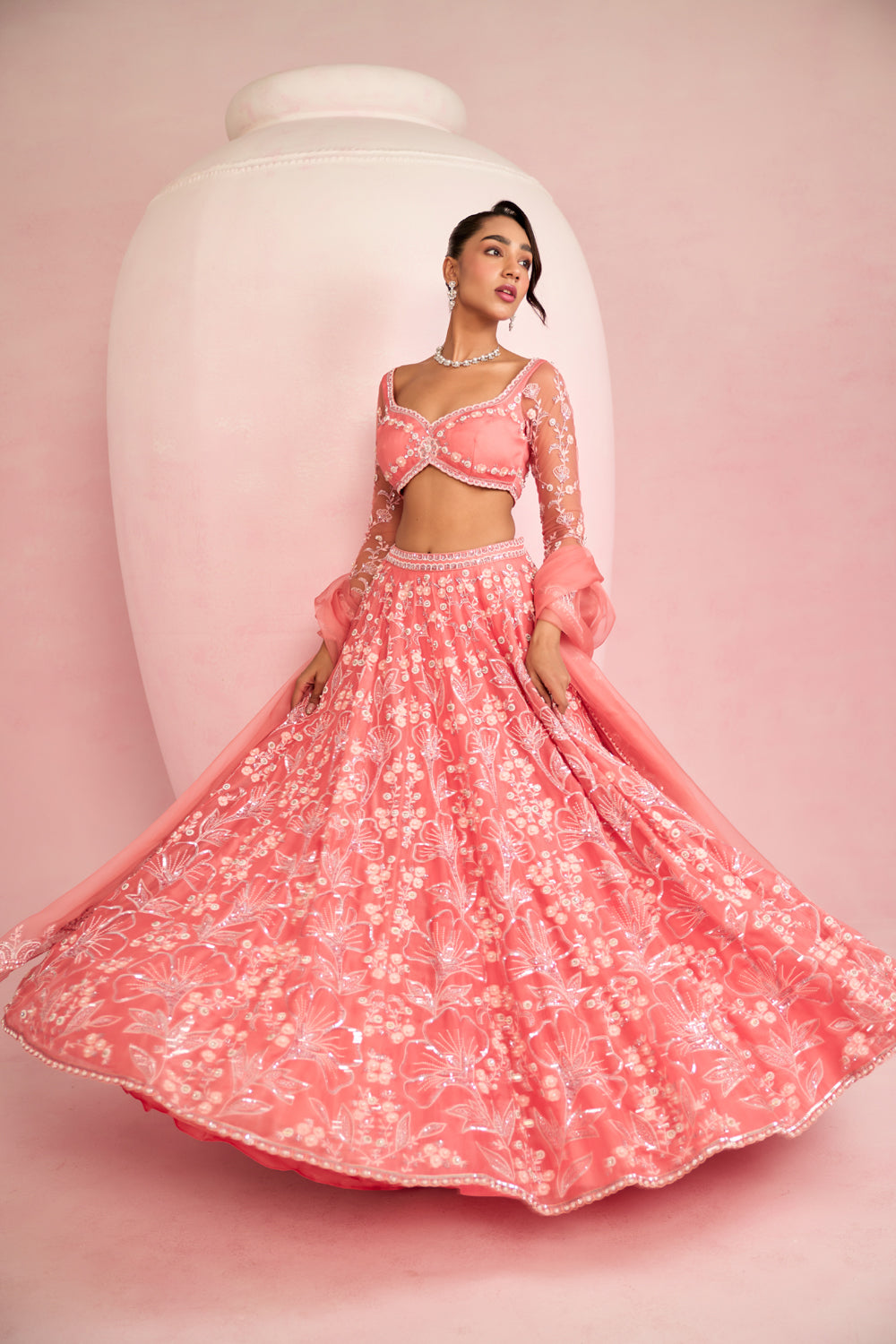 Peach Lehenga Set