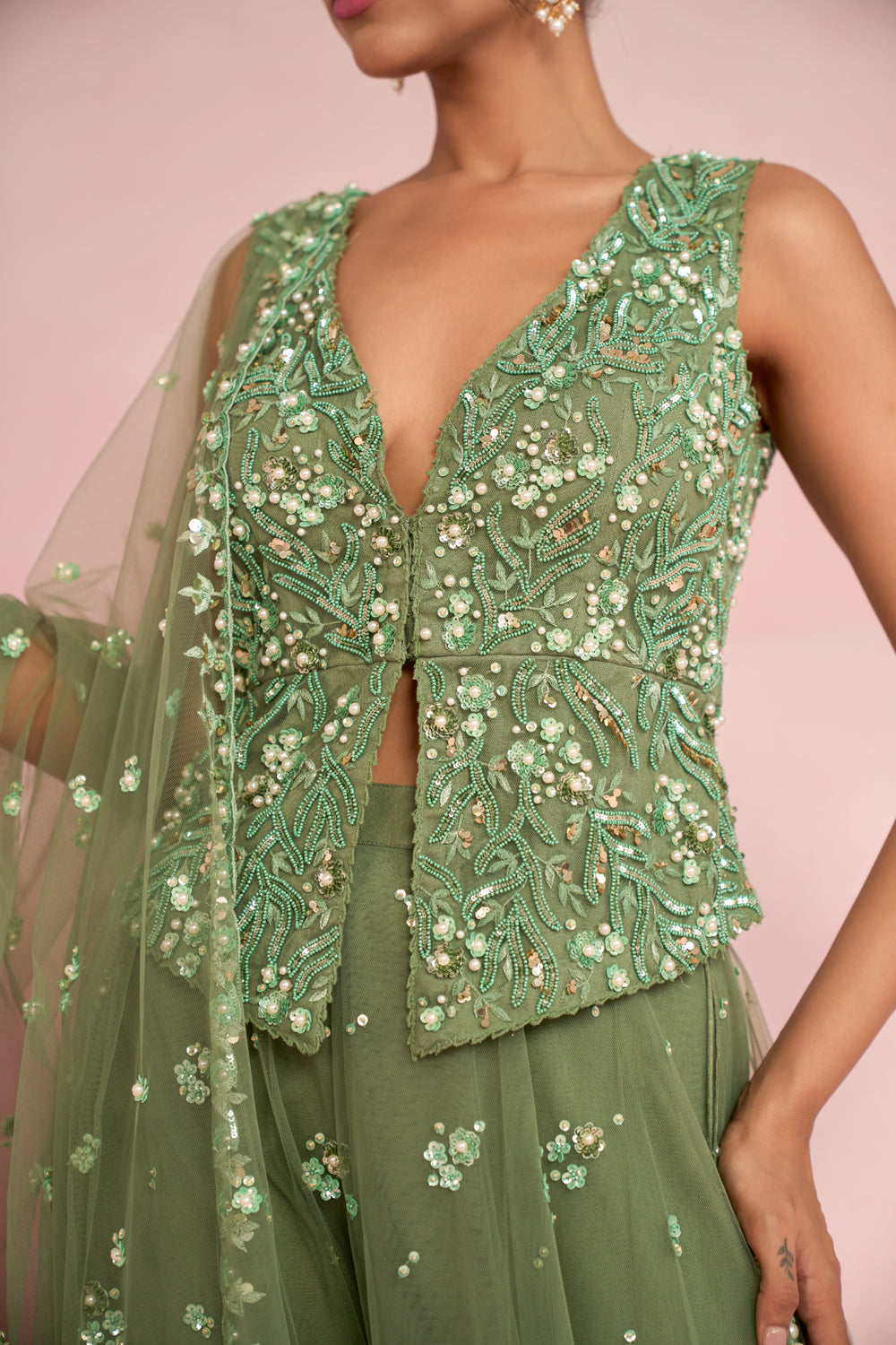 Sage Green Sharara Set