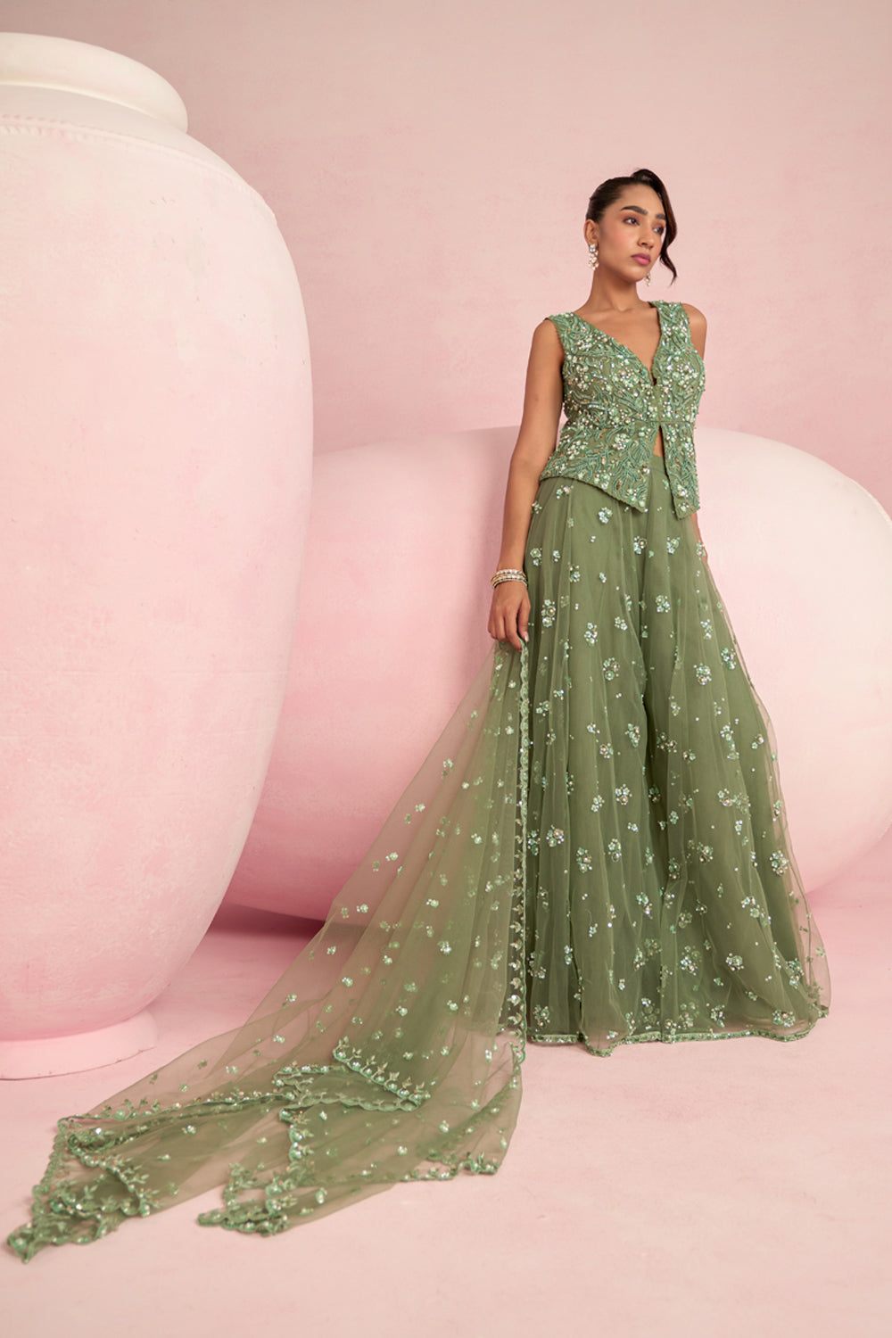 Sage Green Sharara Set