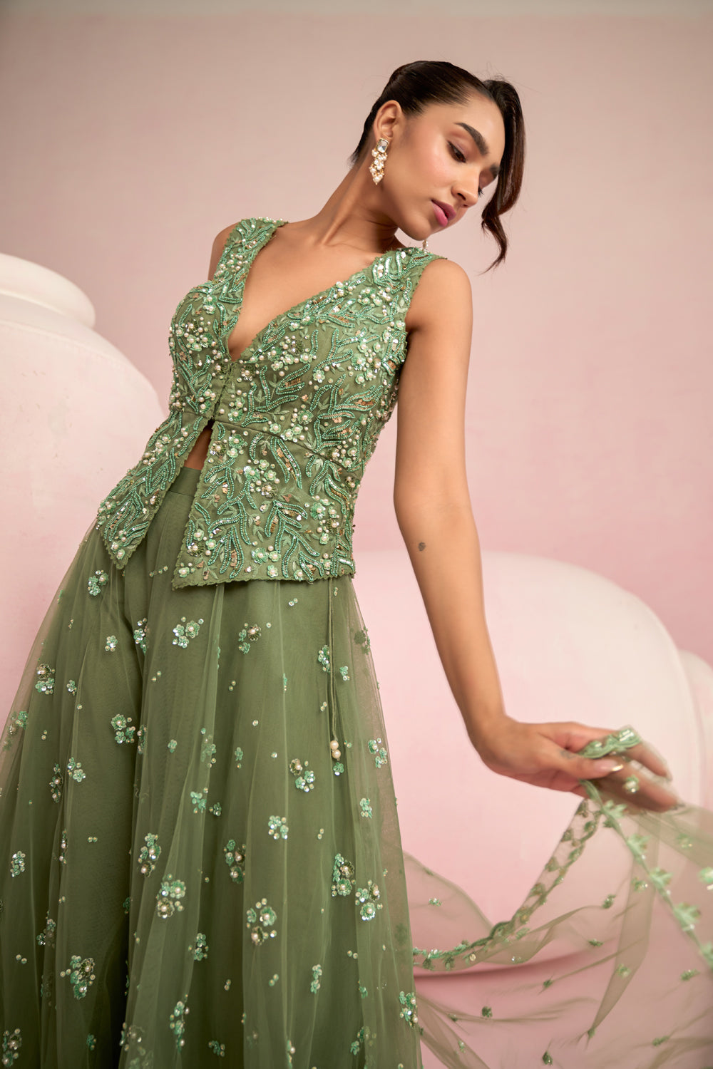 Sage Green Sharara Set