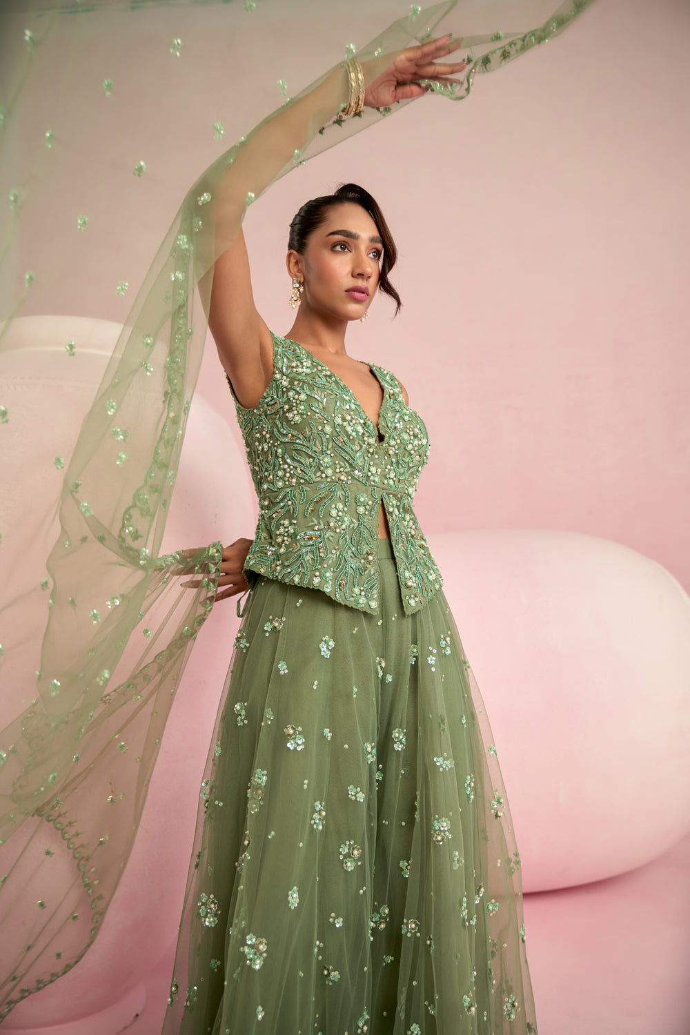 Sage Green Sharara Set