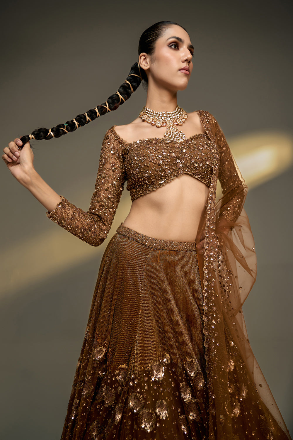 Copper Gold Lehenga Set