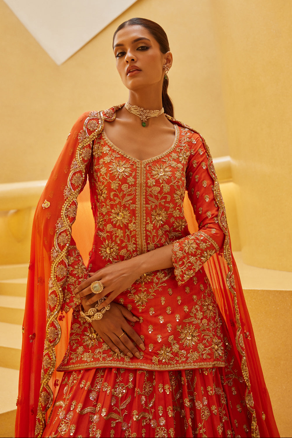 Orange Sharara Set