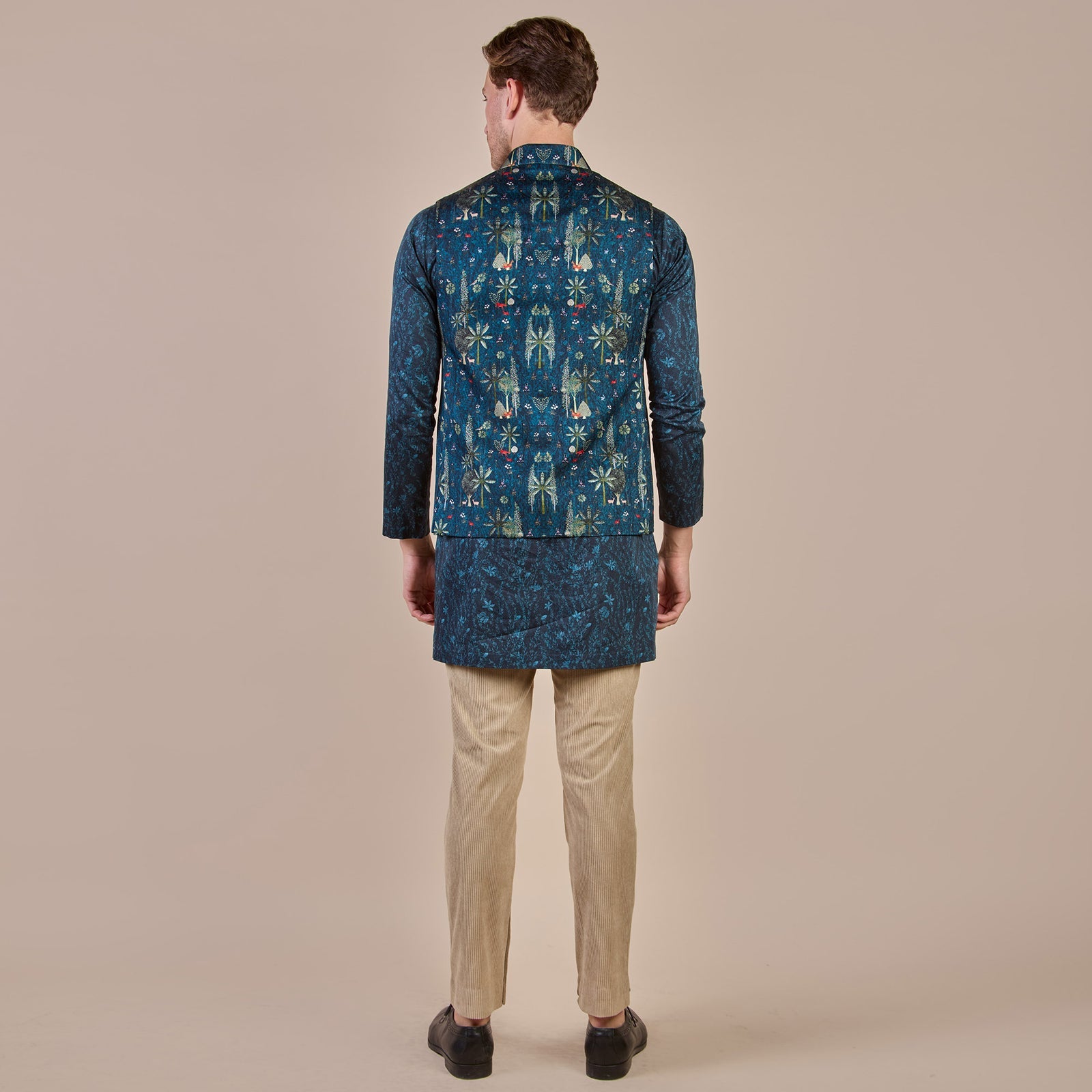 PRUSSIAN BLUE NEHRU JACKET & KURTA SET  - Ready To Ship