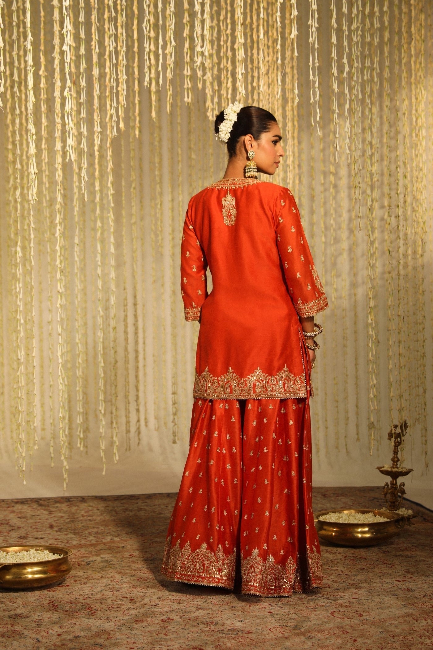MISHIKA - BURNT ORANGE KURTA WITH SHARARA AND DUPATTA
