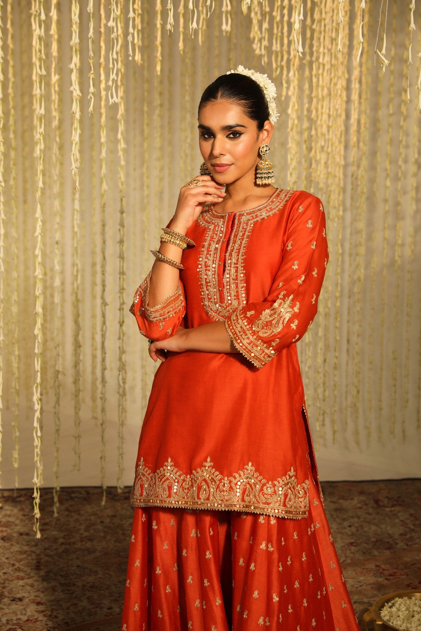 Devika Vinayek In MISHIKA - BURNT ORANGE KURTA WITH SHARARA AND DUPATTA