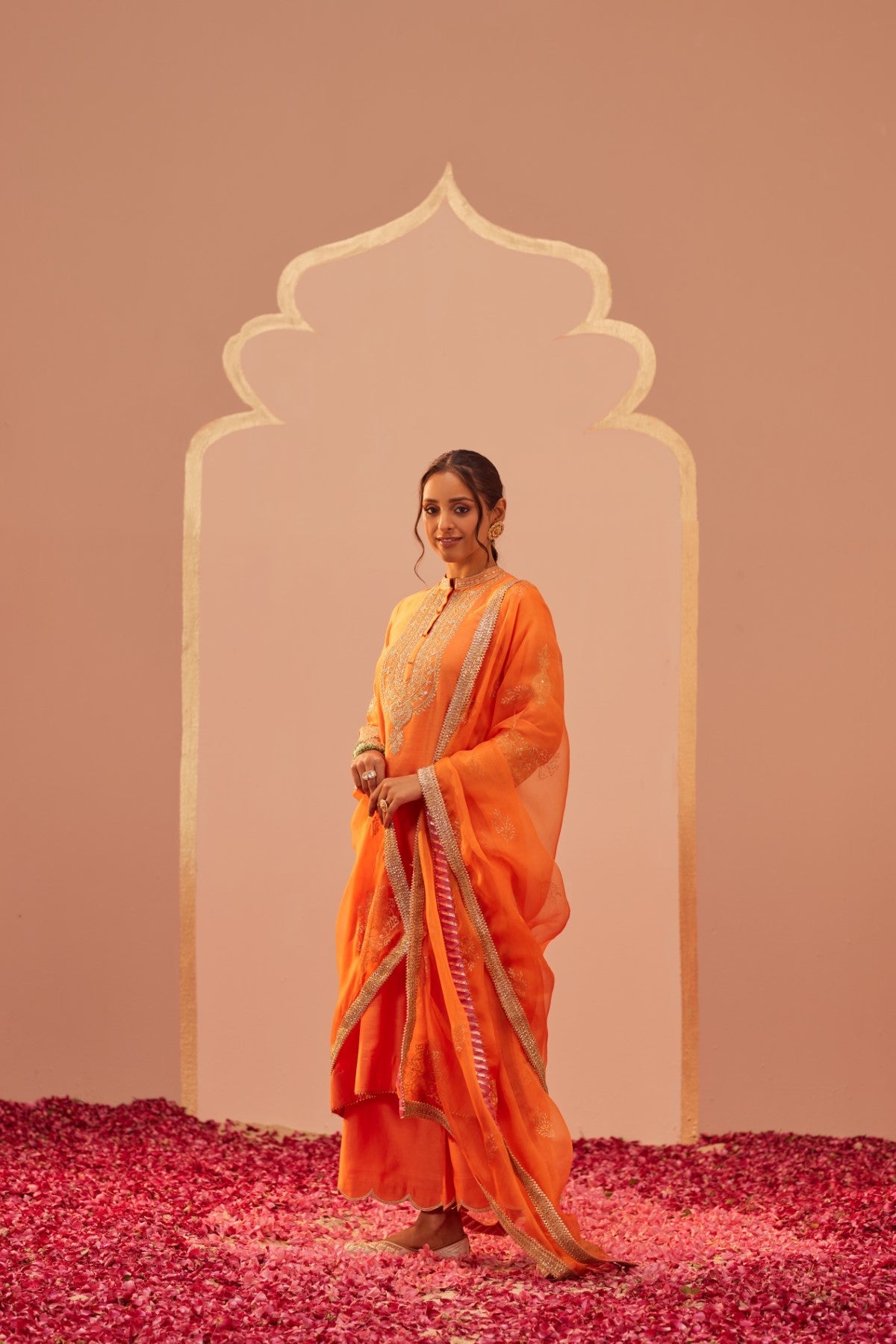 Zaniab - Tangerine Orange Kurta Set