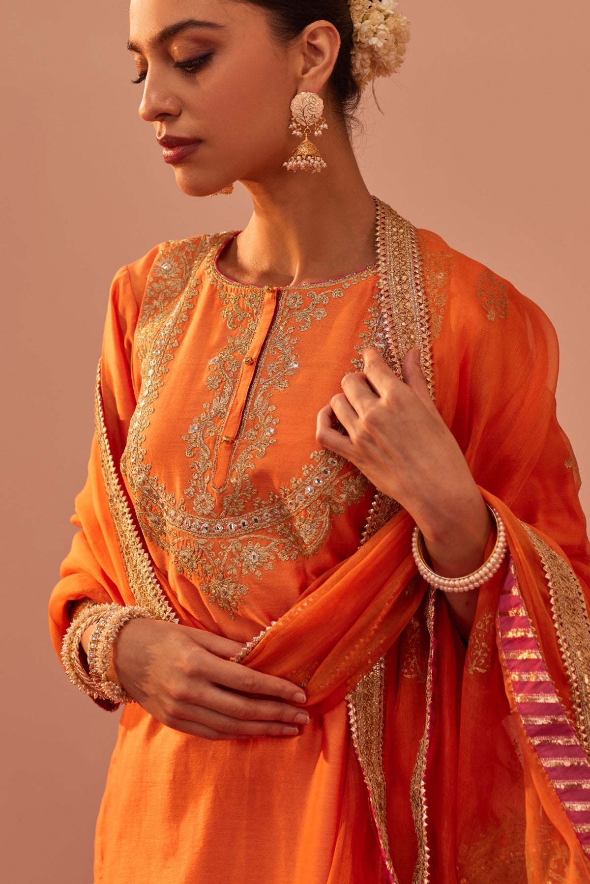 Nafisah - Tangerine Orange Kurta Set