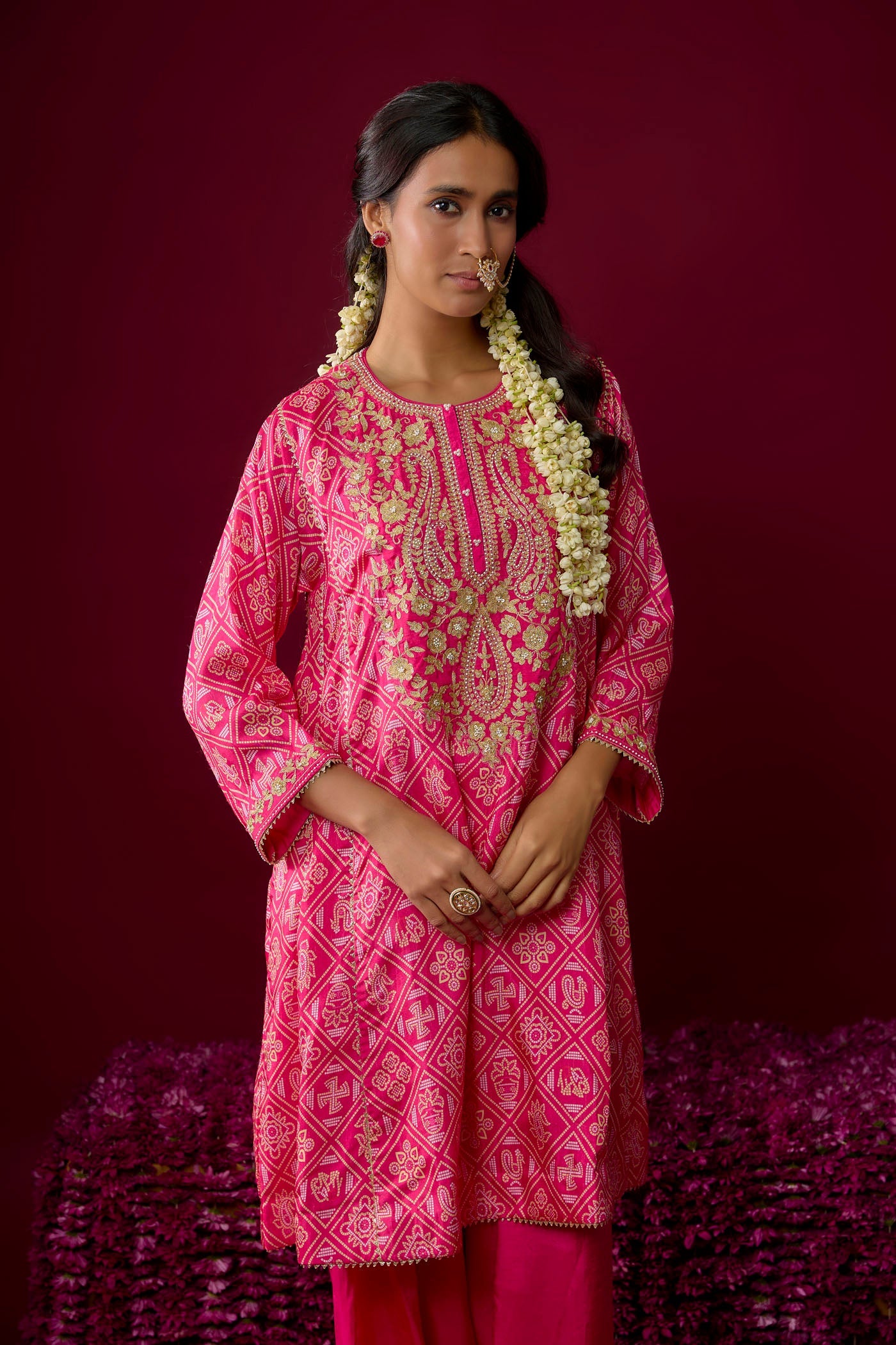 Nargis - Hotpink Short Chauga With Salwar