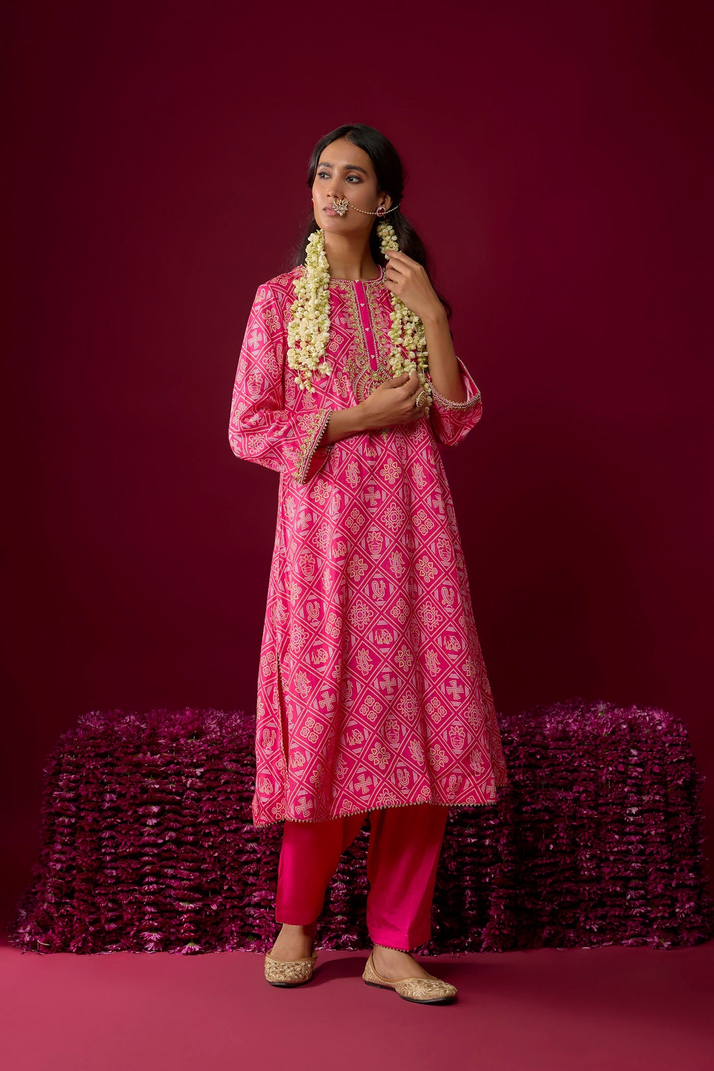 Sarah - Hotpink Long Kaaftan With Salwar