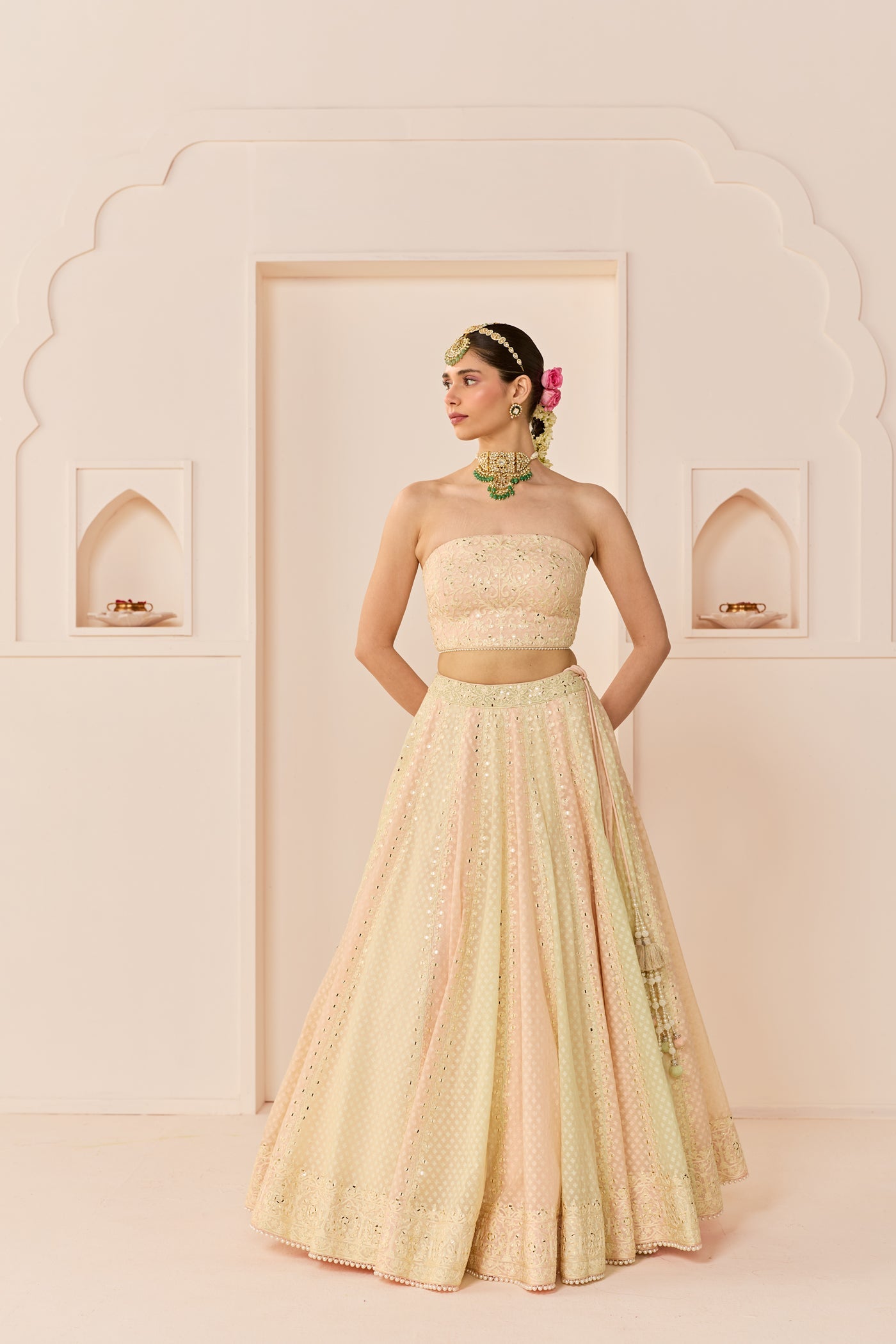 Umaiza - Carnation Pink  Lehenga With Blouse And Dupatta