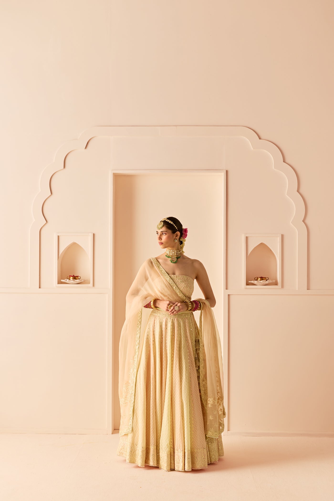Umaiza - Carnation Pink  Lehenga With Blouse And Dupatta