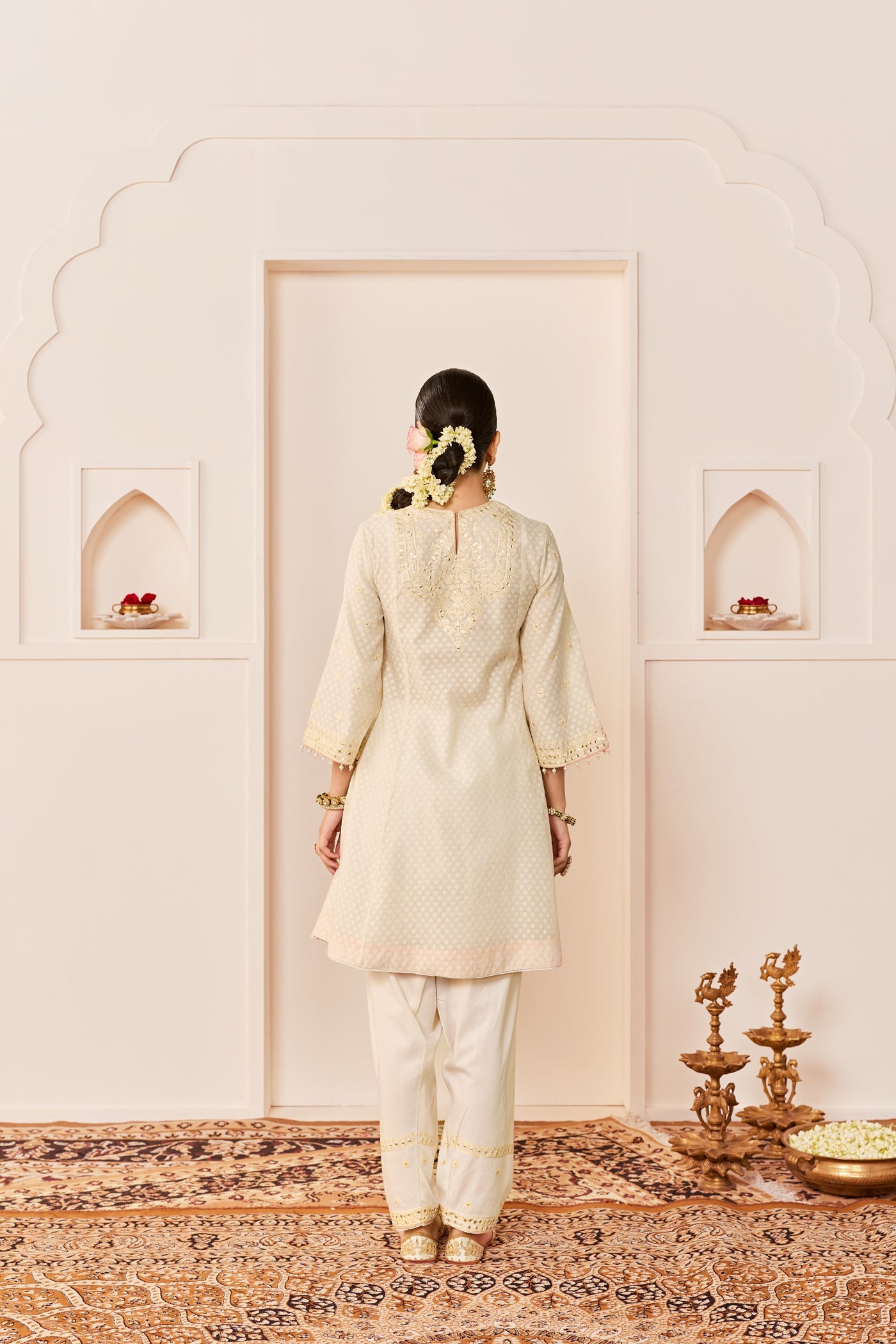 Nida - Daisy Ivory  Short Choga With Farshi Salwar