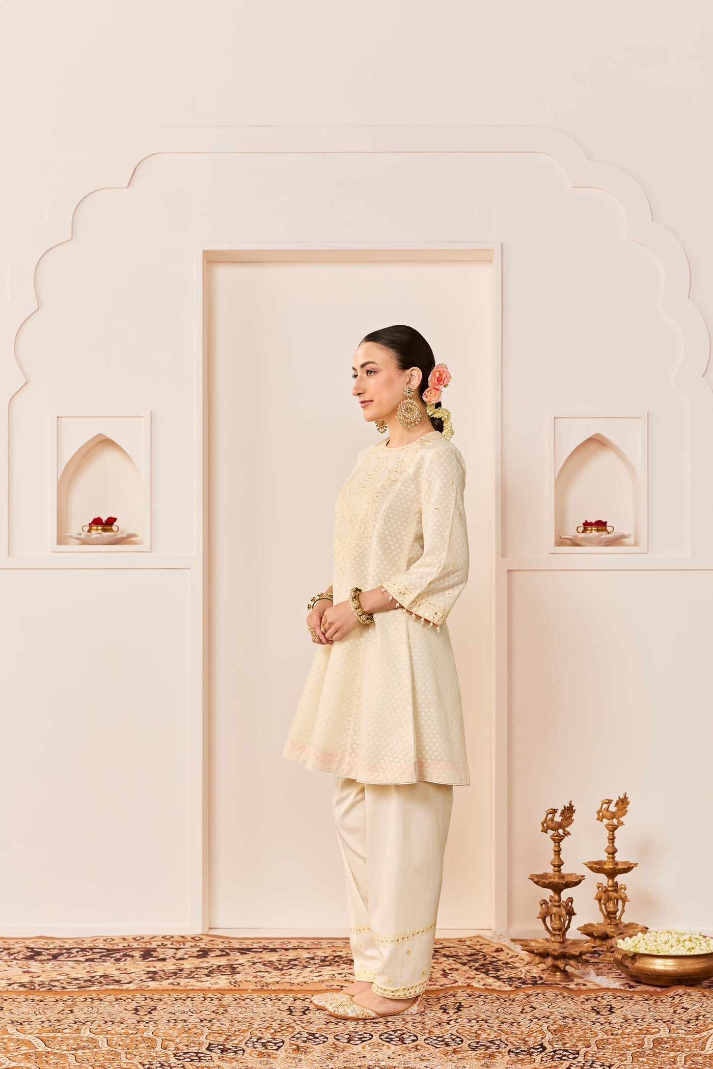Nida - Daisy Ivory  Short Choga With Farshi Salwar
