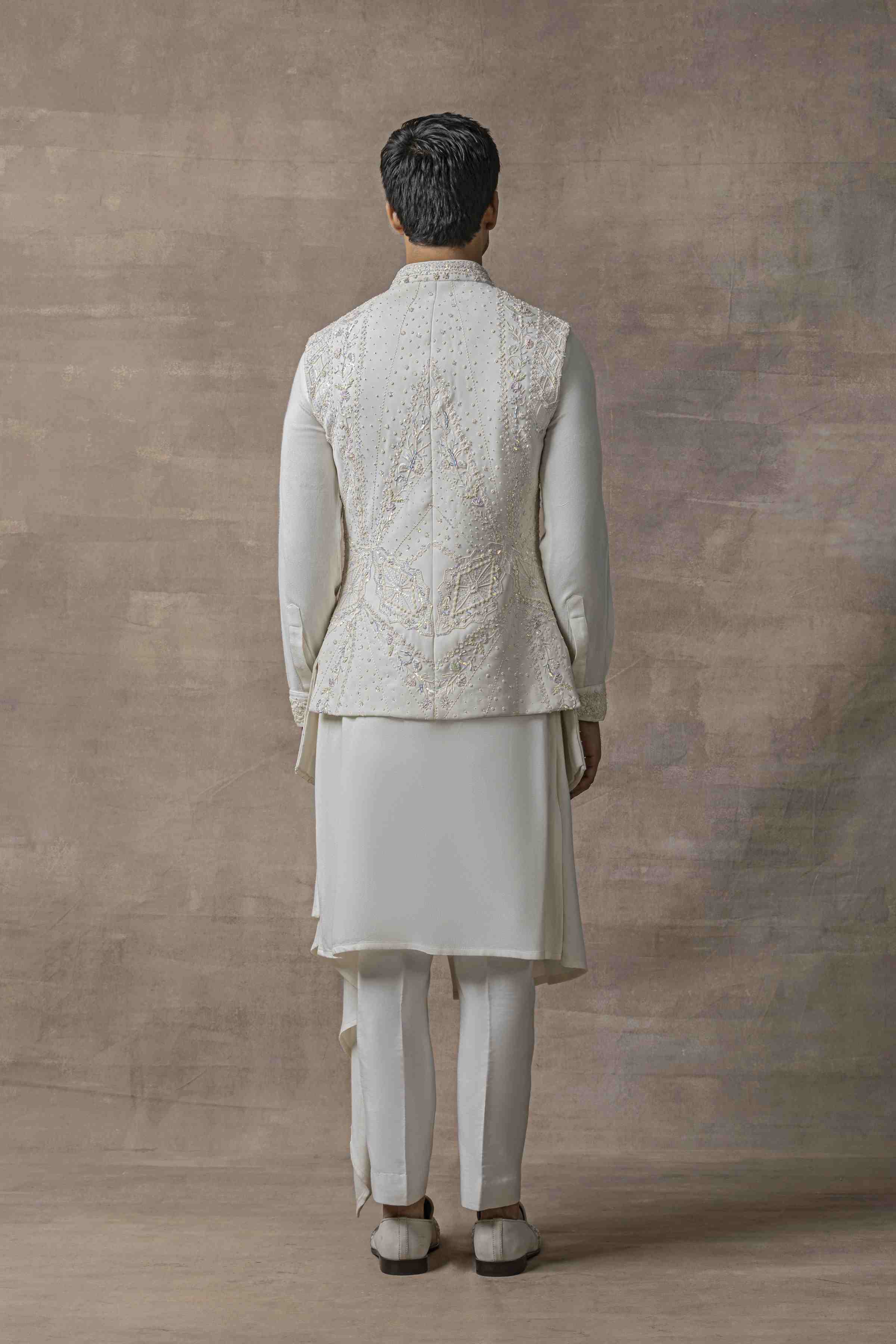 Embroidered Ivory Waist Coat Set