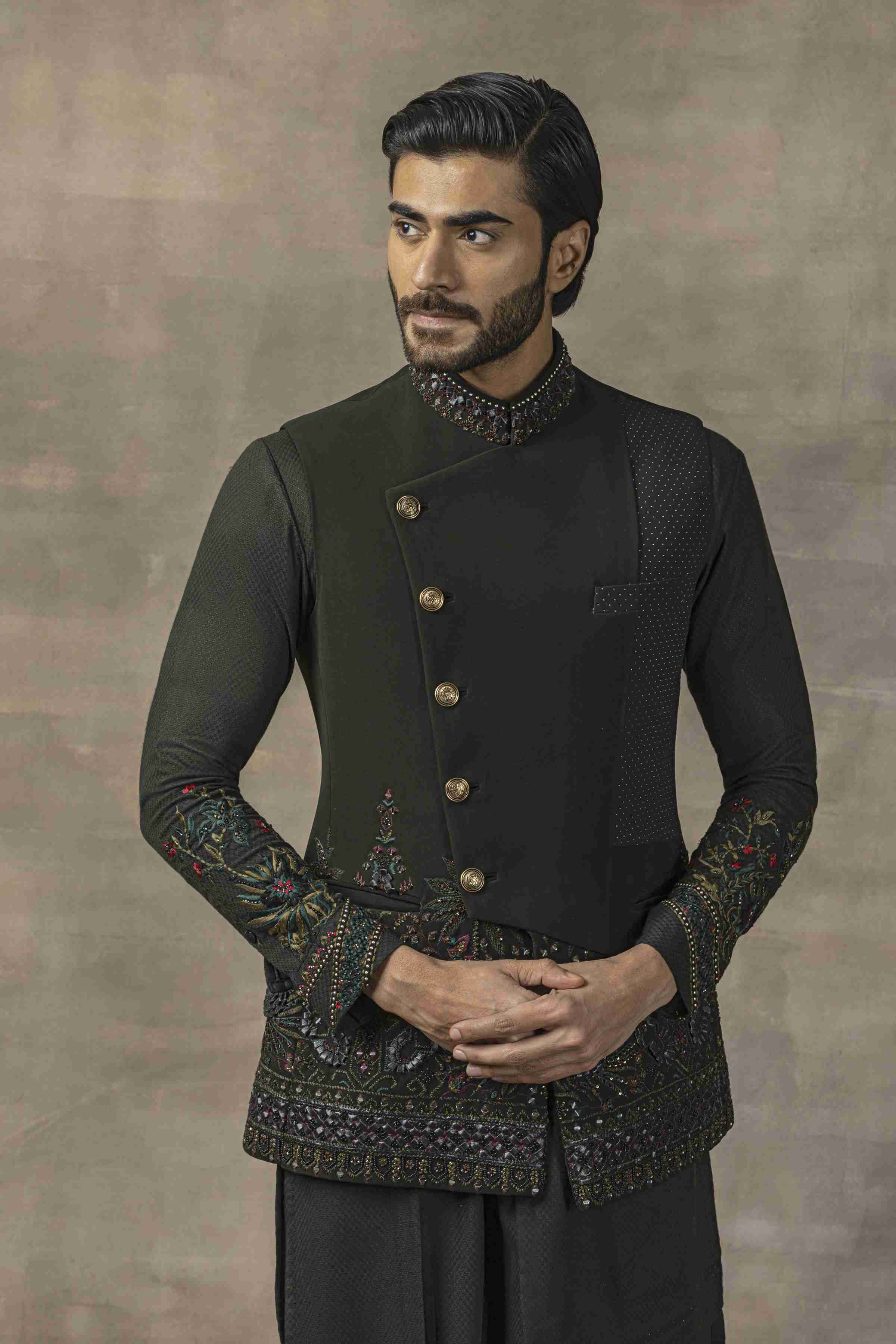 3D Embroidery Waistcoat Set