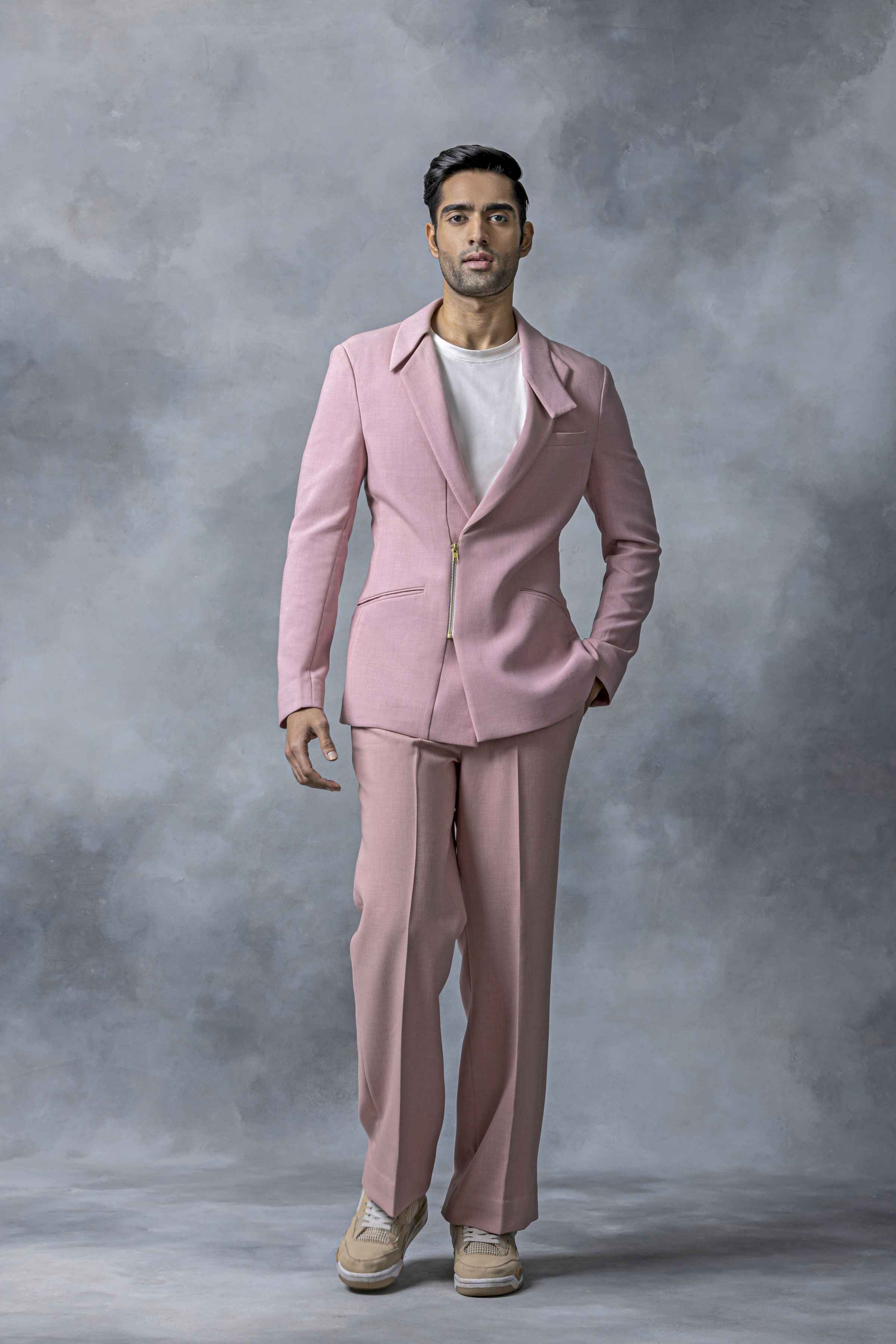 Classic Pink Zipper Jacket Set