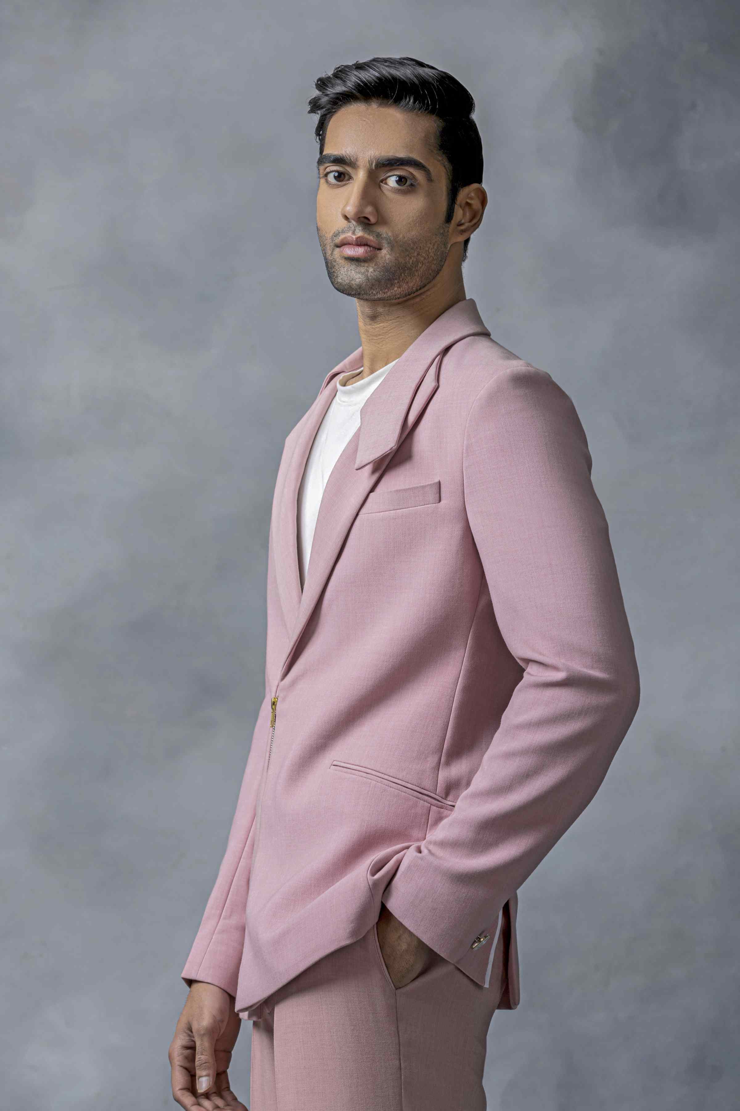 Classic Pink Zipper Jacket Set