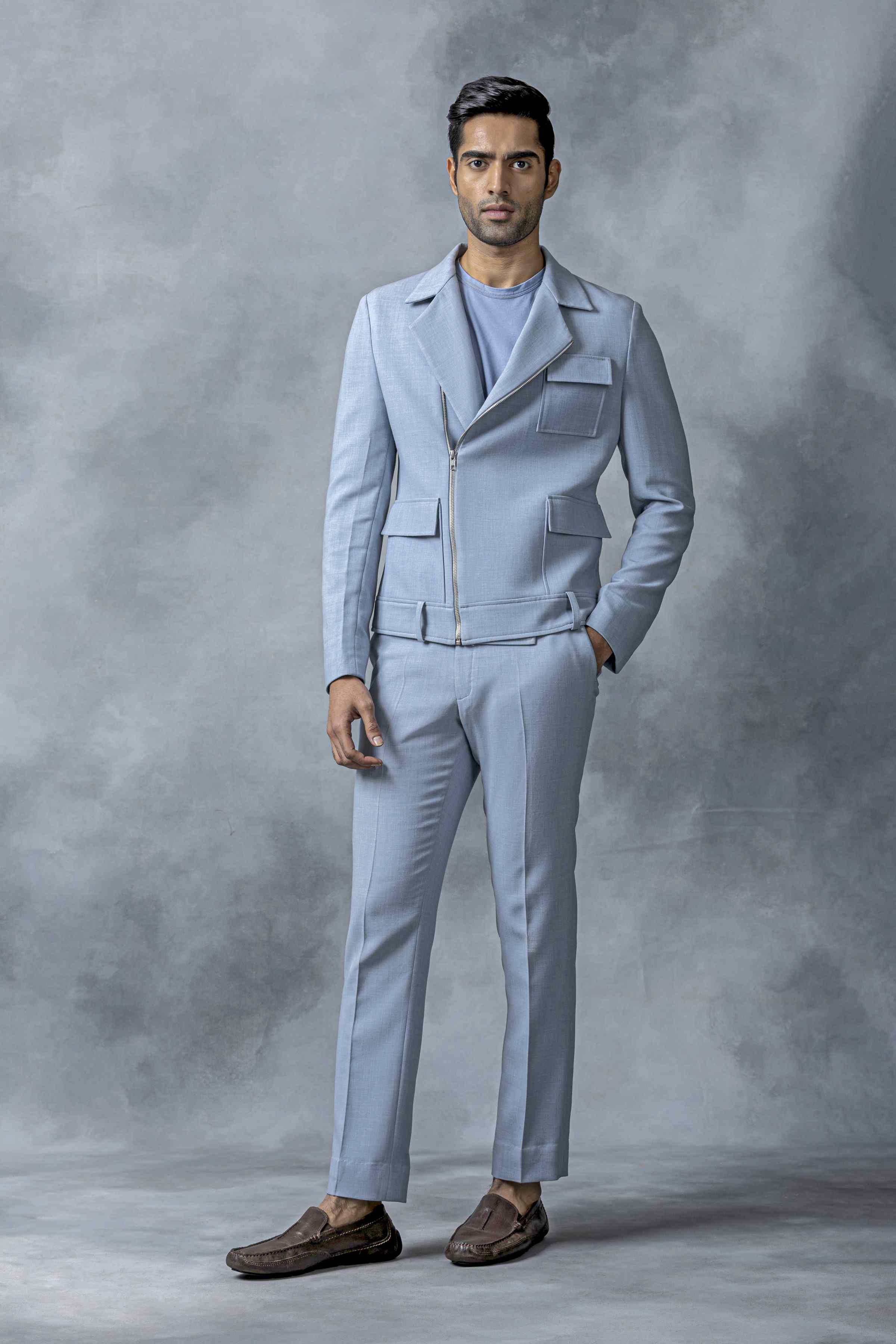 Sky Blue Patch Pocket Blazer Set