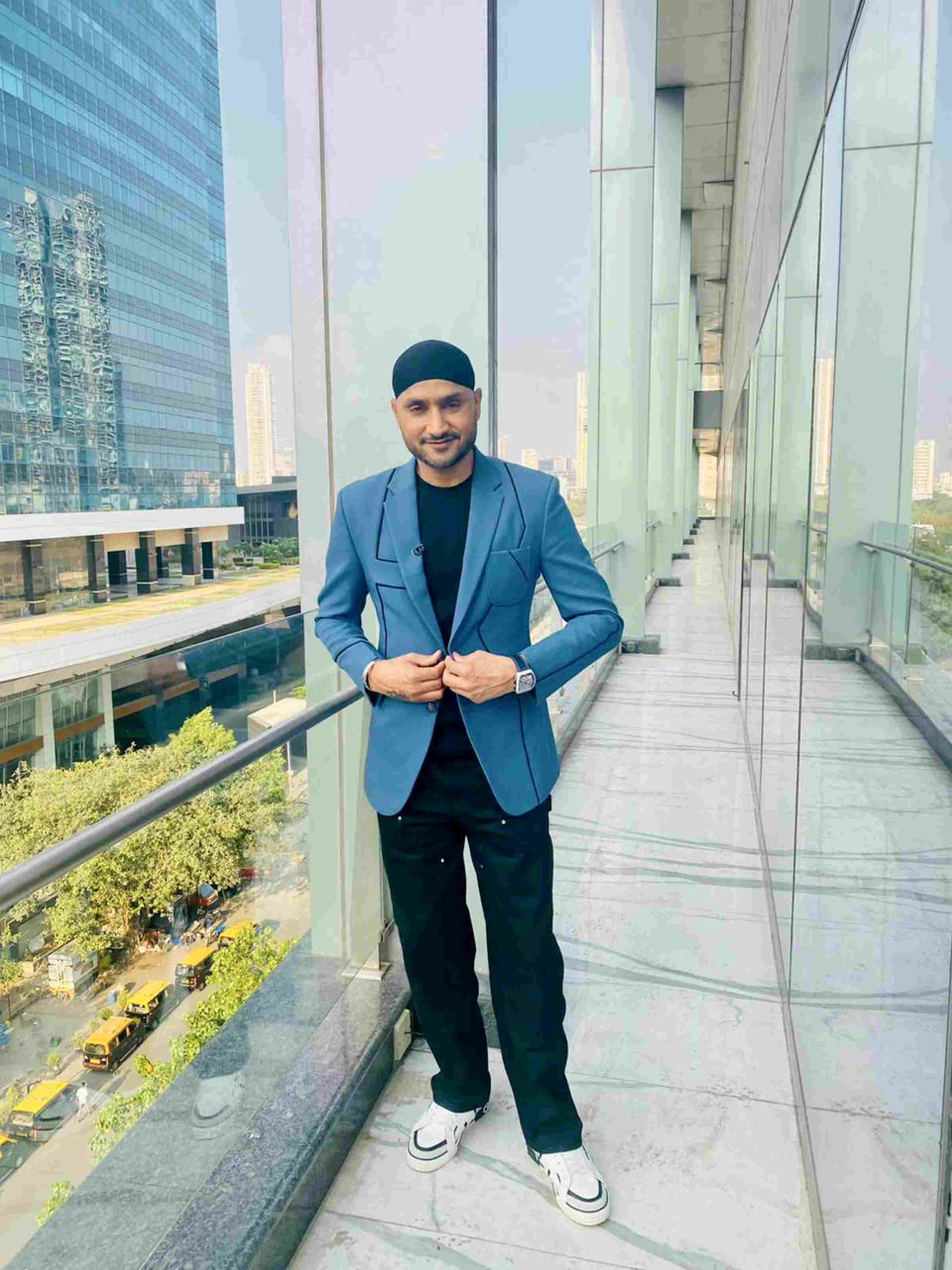 Blue Blazer With Contrast Piping