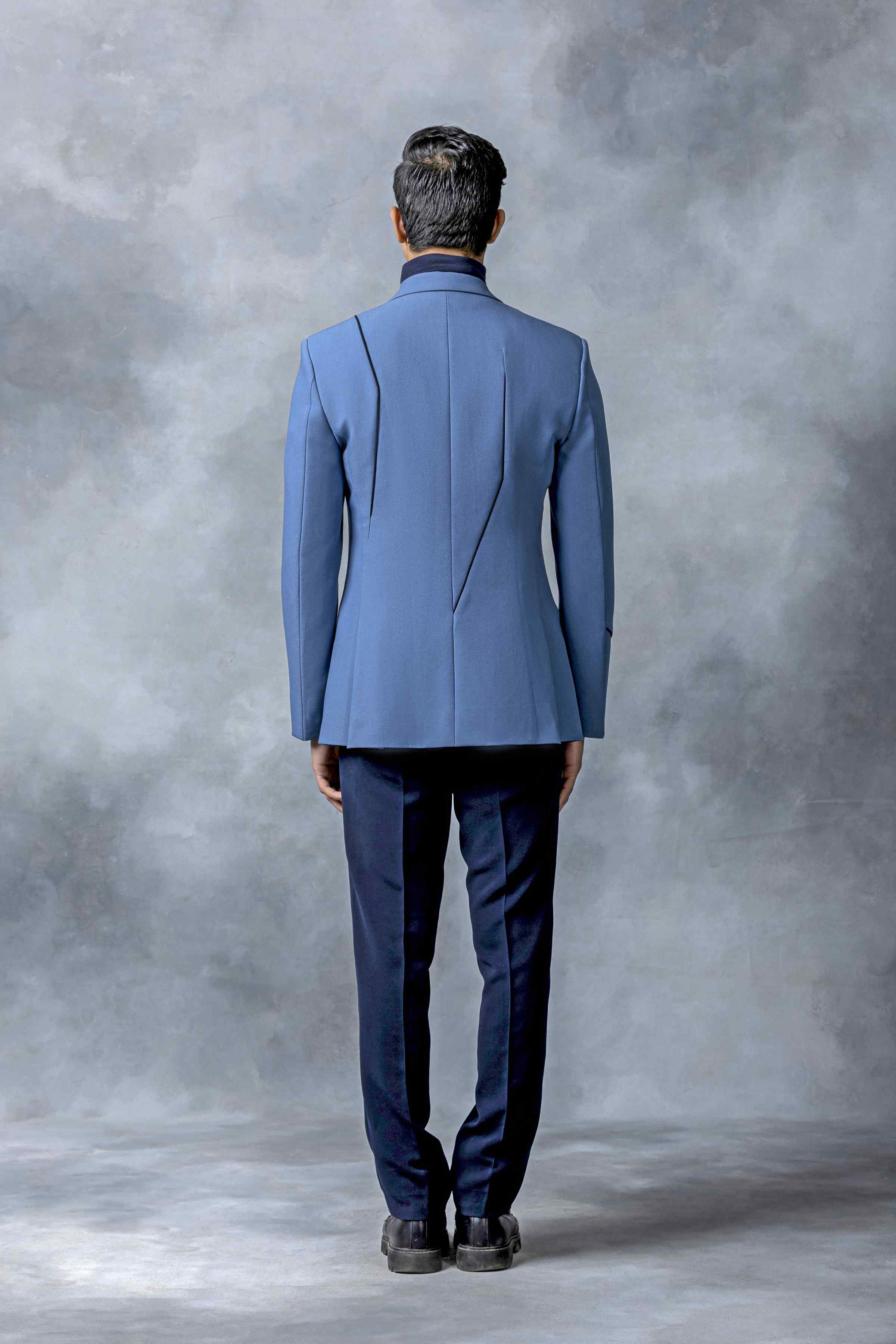 Blue Blazer With Contrast Piping