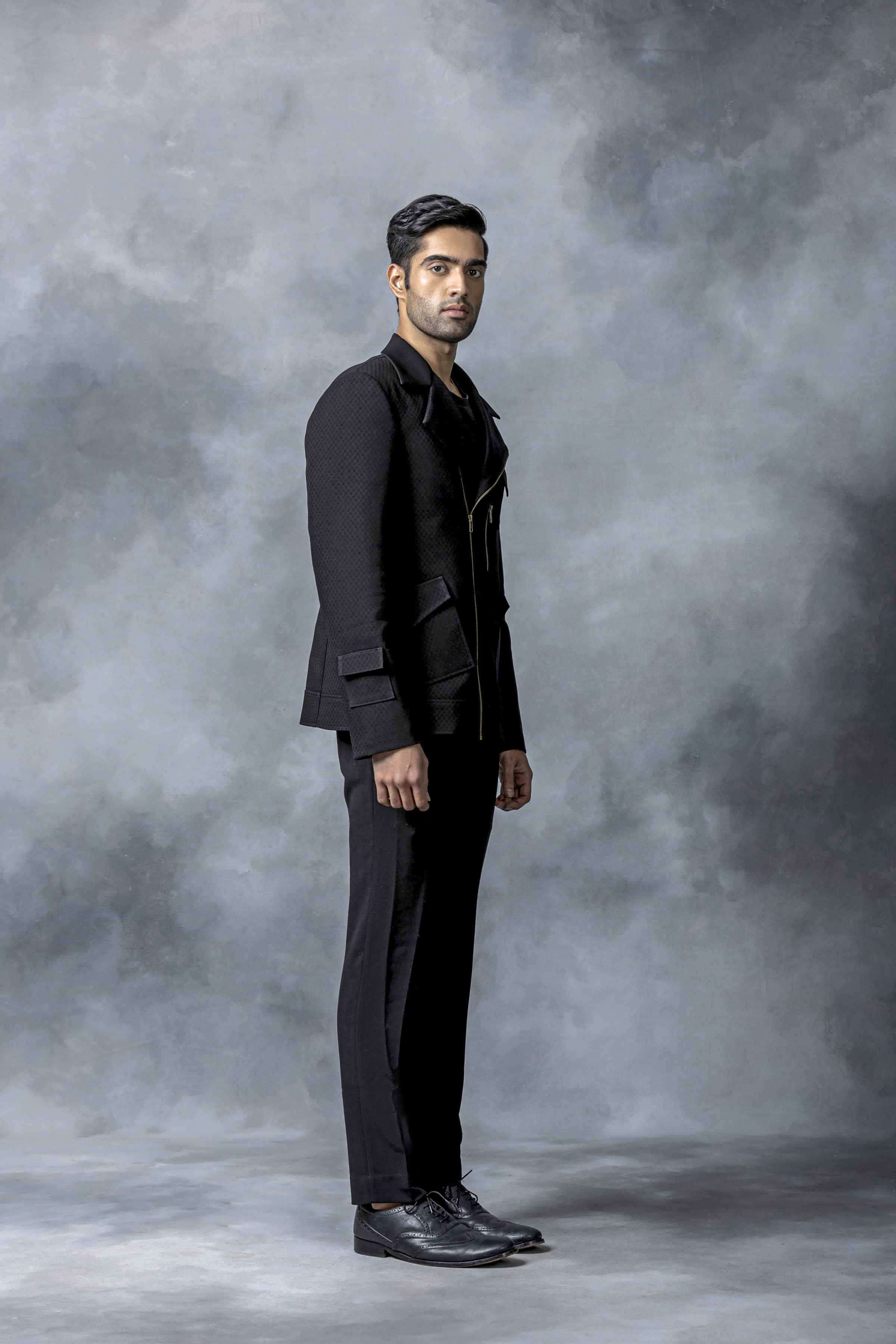 Black Slant Zipper Jacket