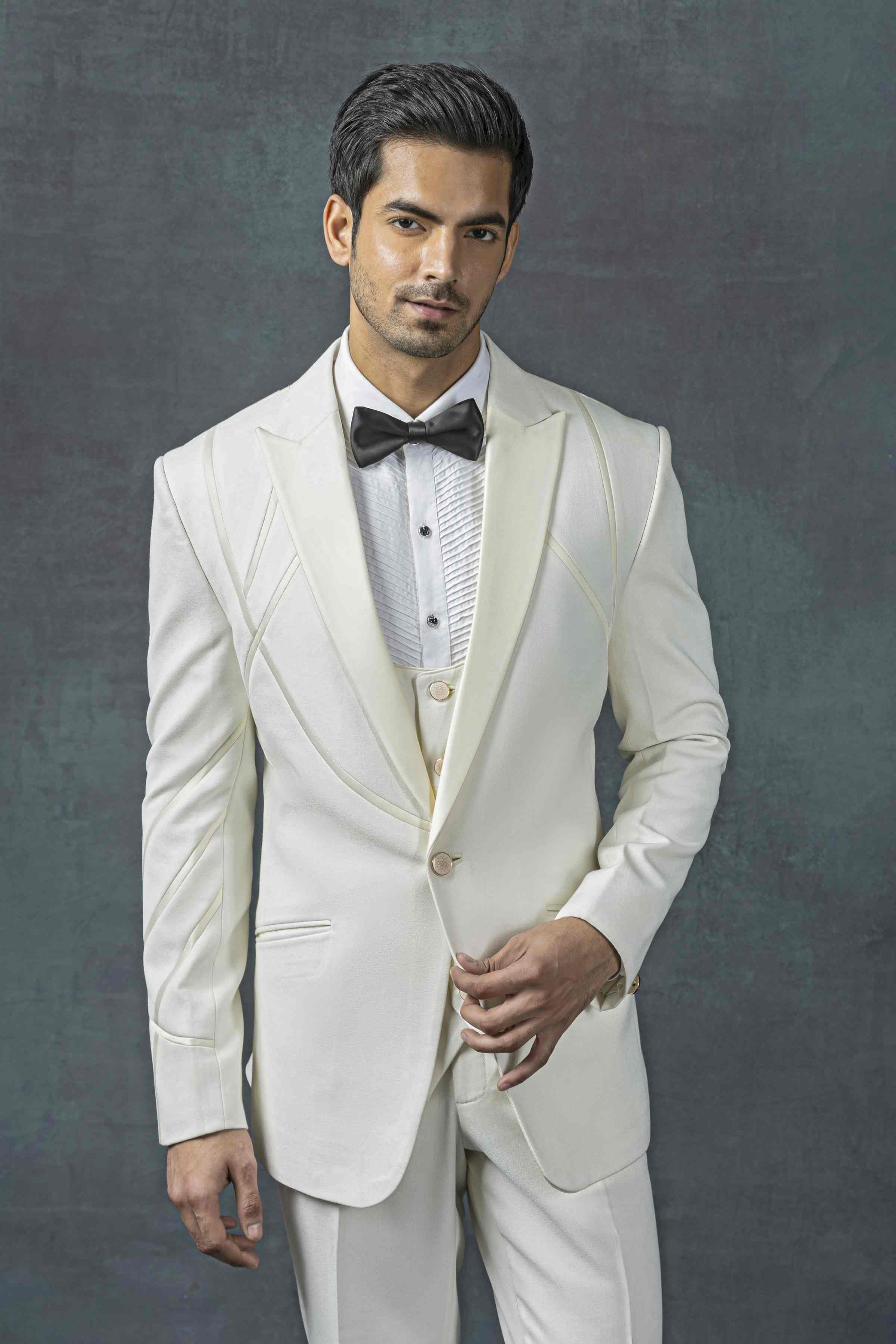 White Blazer With Satin Stripe