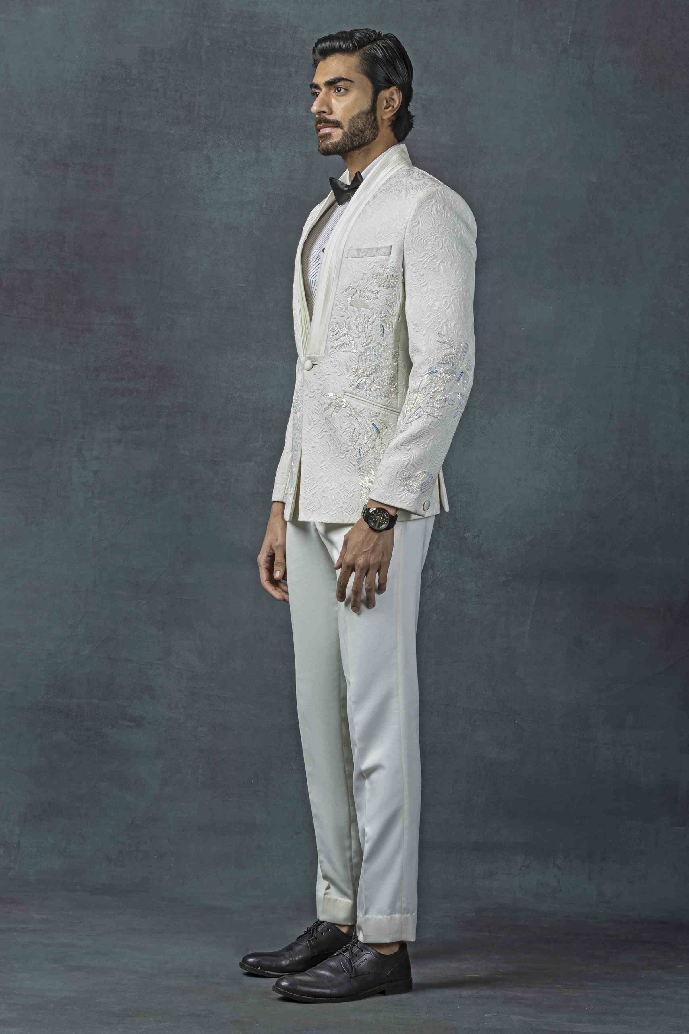 Off White Jacquard Tuxedo