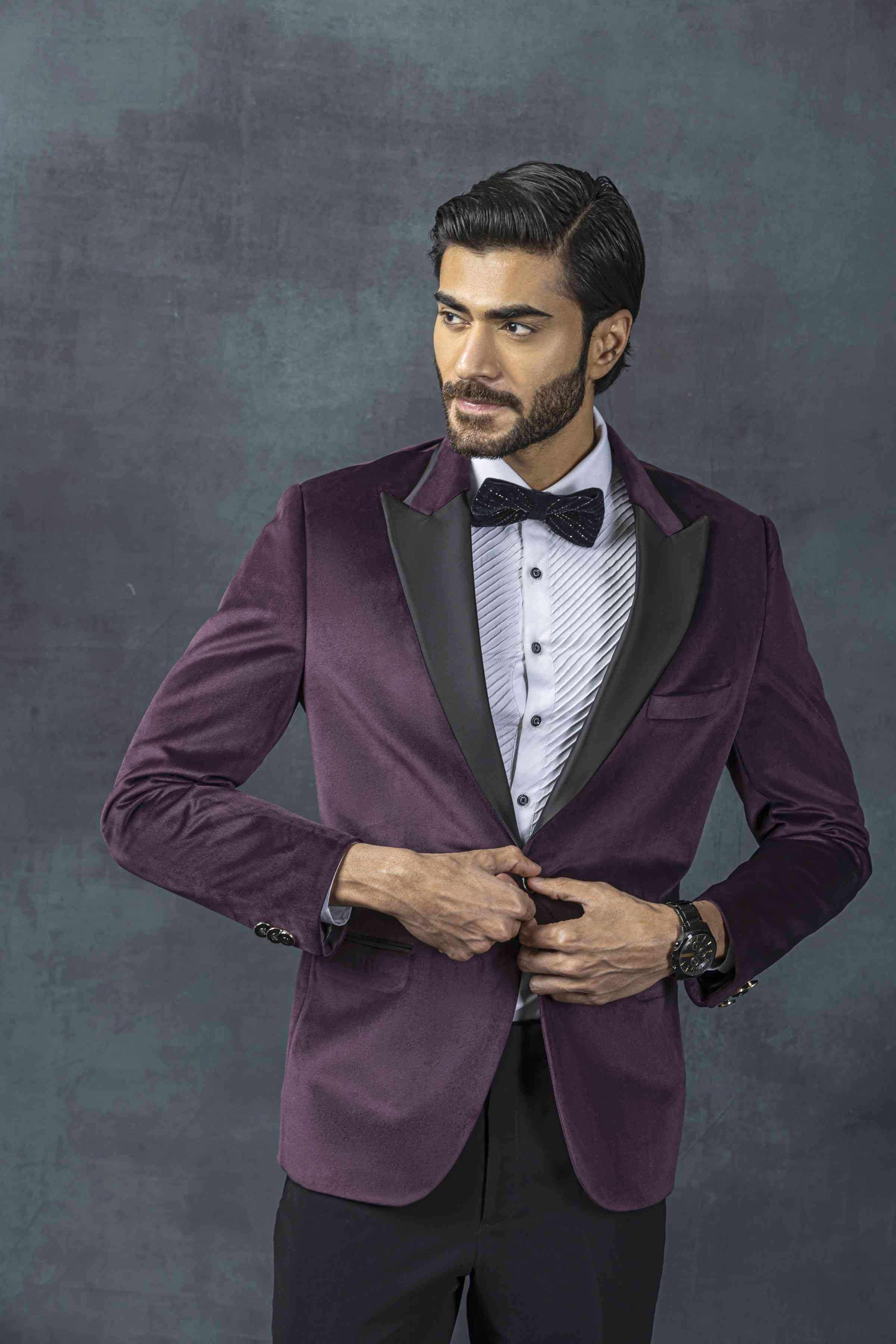 Purple Tuxedo With Satin Detailing