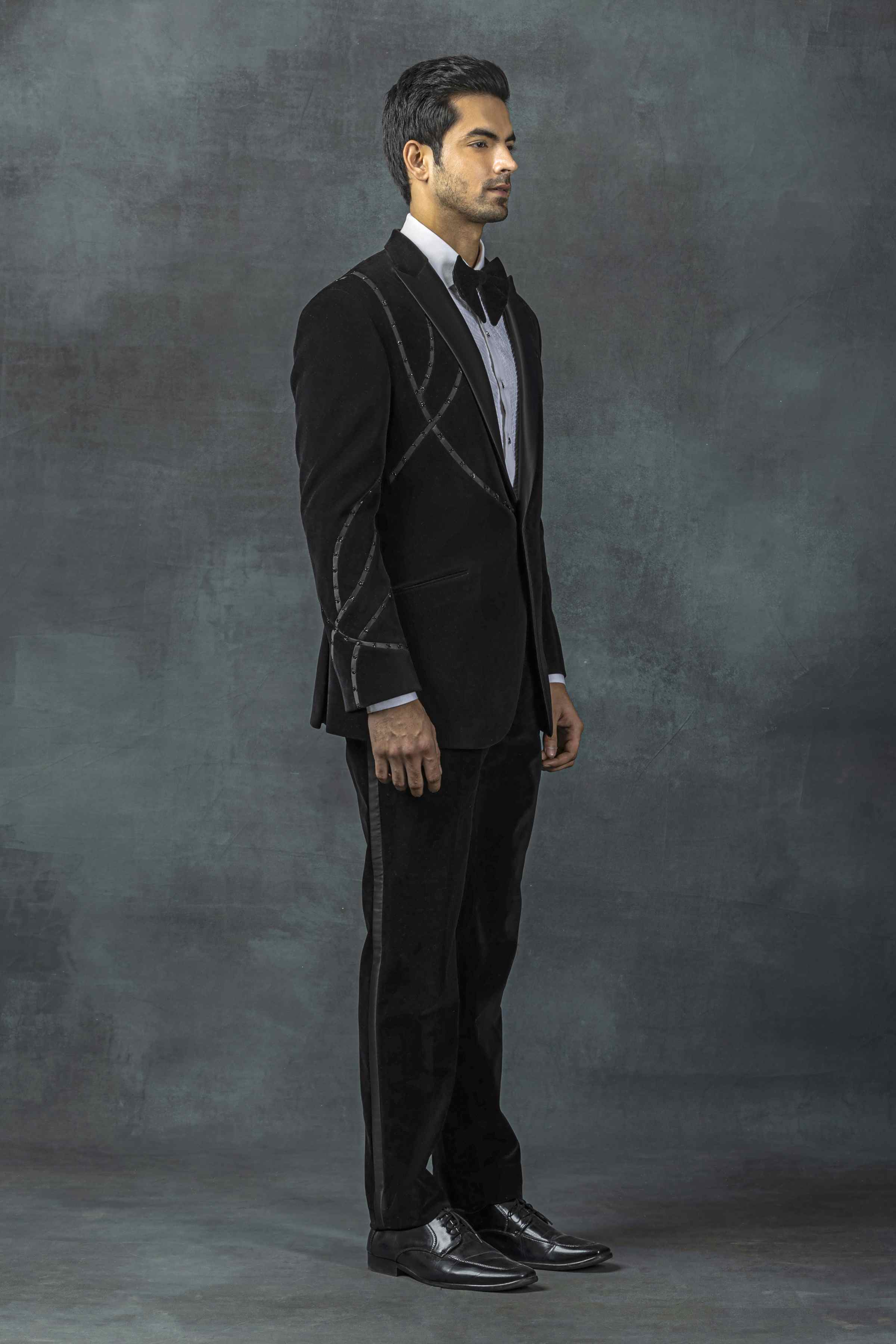 Velvet Tuxedo With Black Satin Stripe