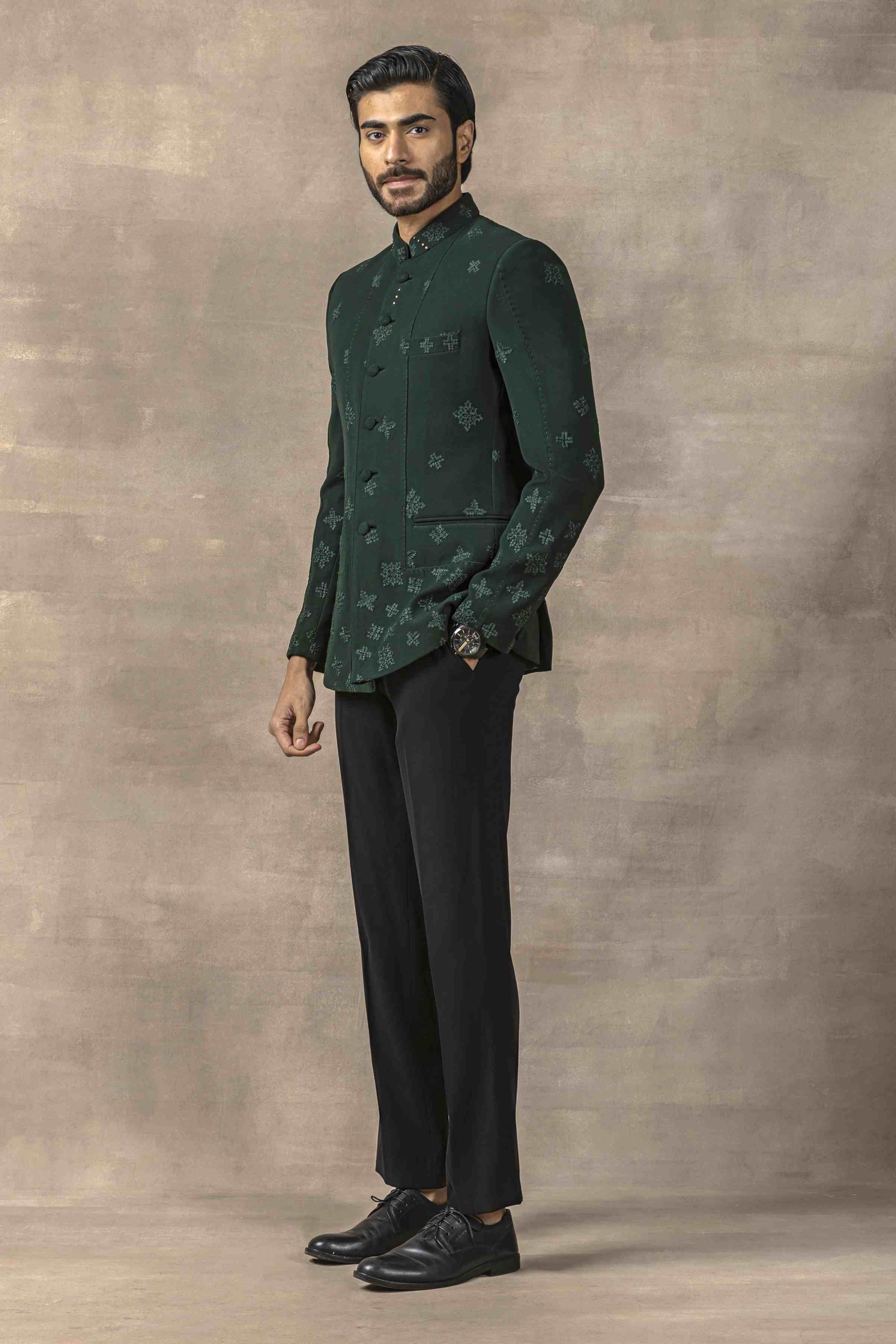 Dark Green Bandhgala Set