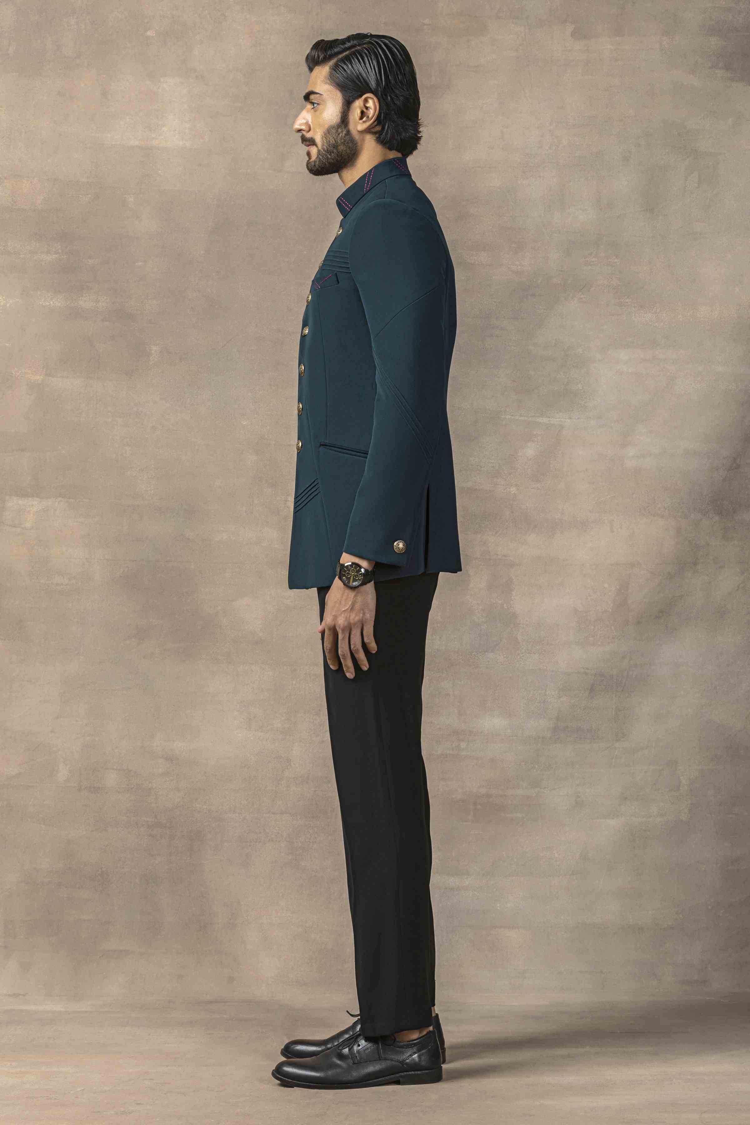 Teal Bandhgala Set