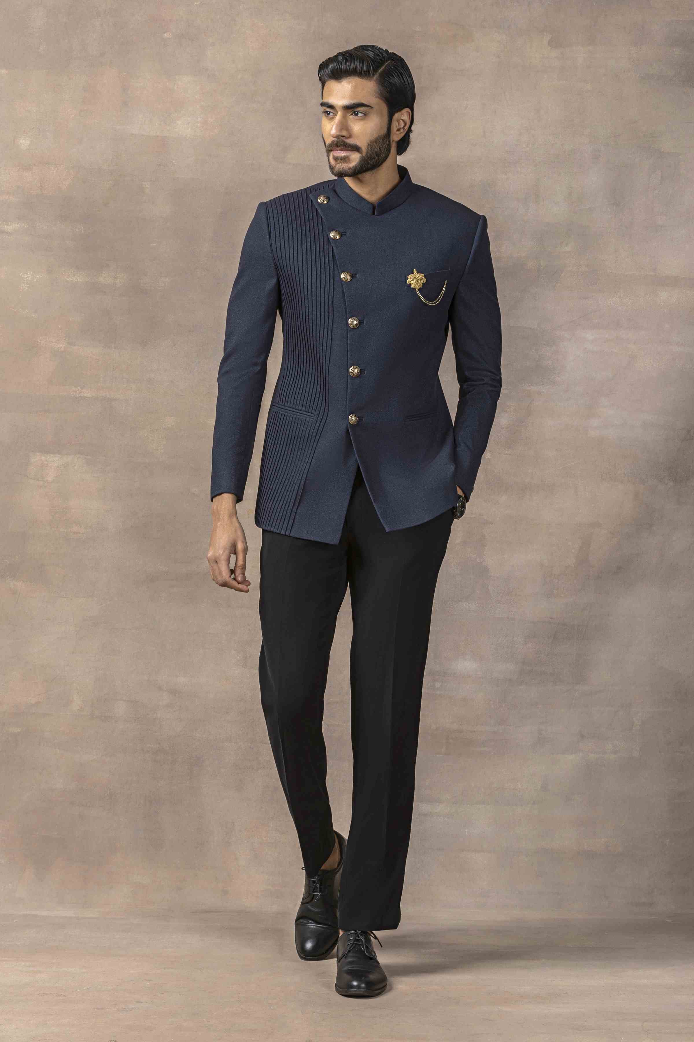 Blue Bandhgala Set