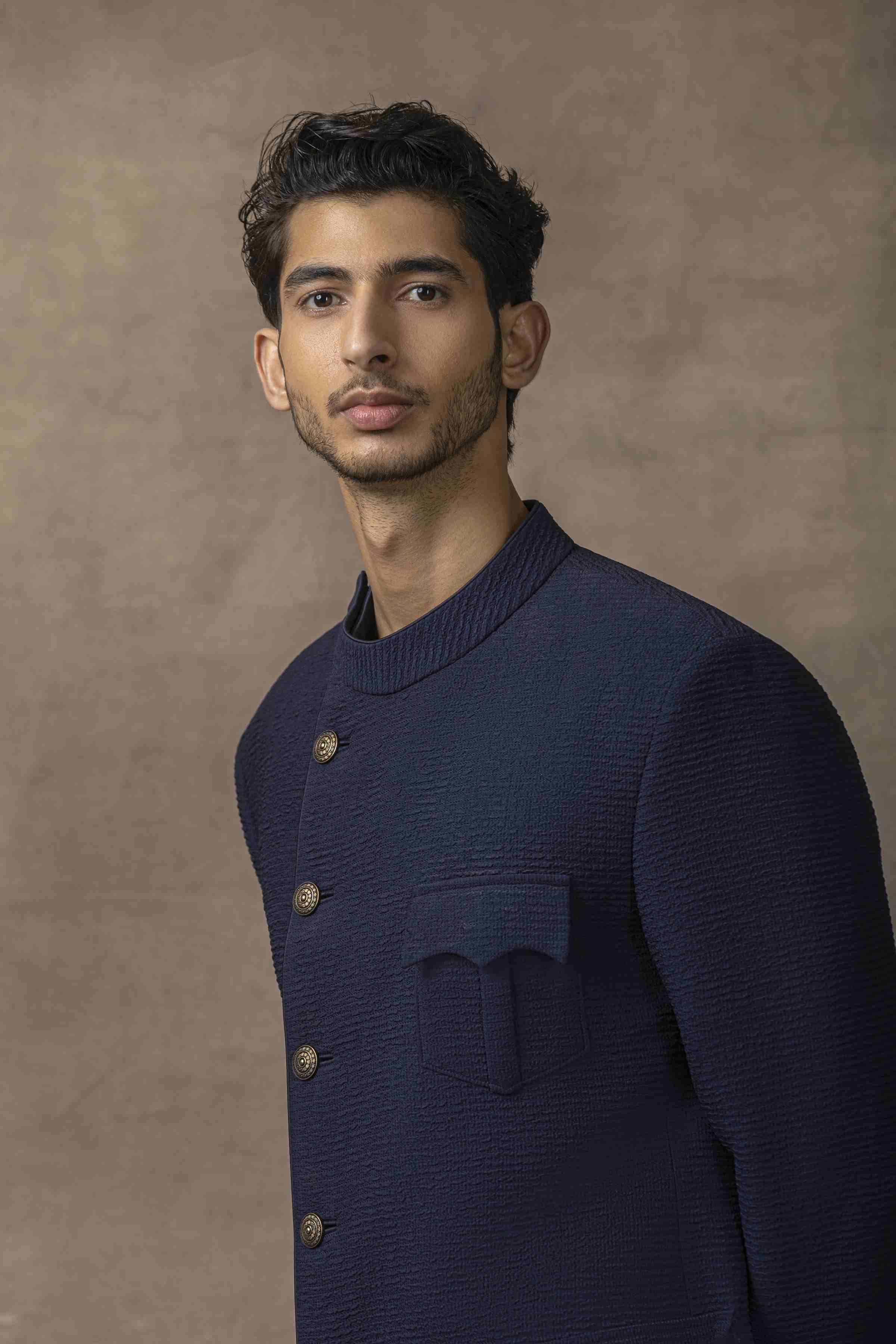 Navy Patch Pocket Bandhgala Set