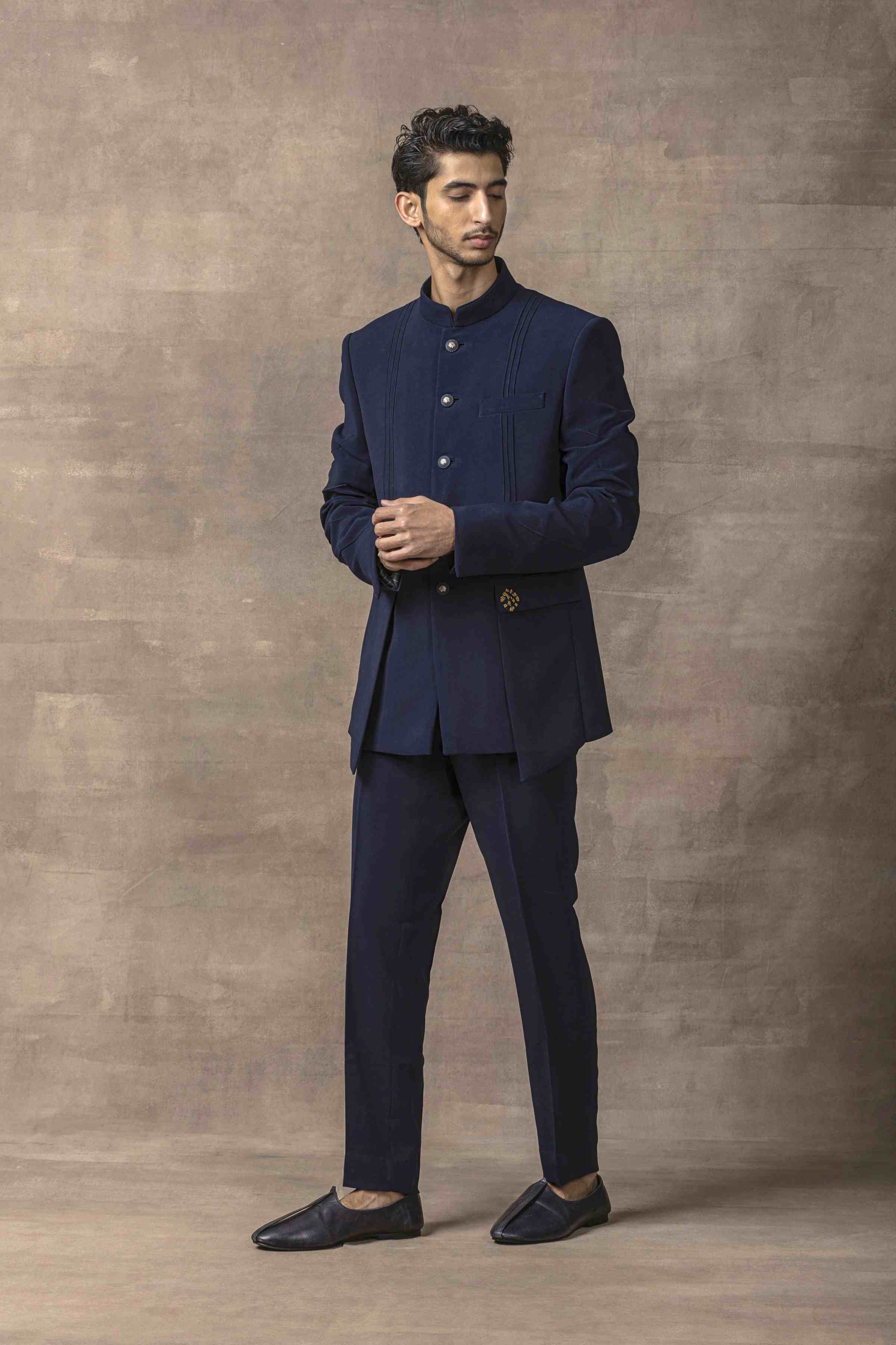 Navy Bandhgala With Panels