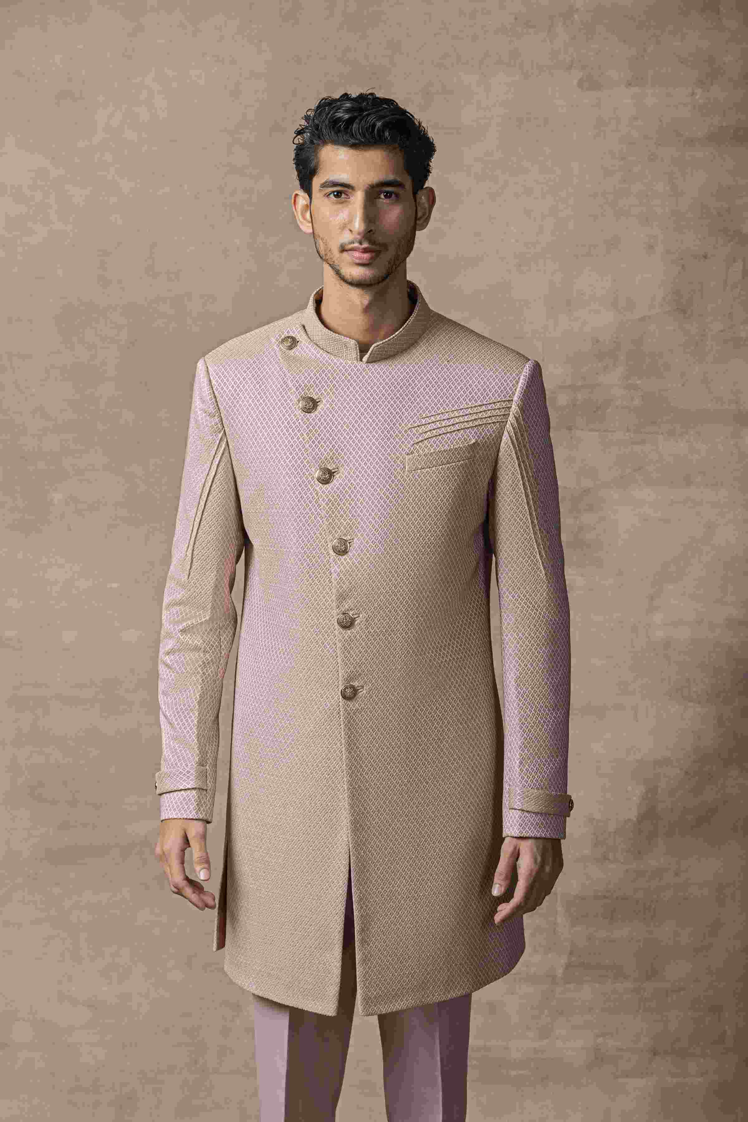 Dusty Rose Slant Cut Indo-Western