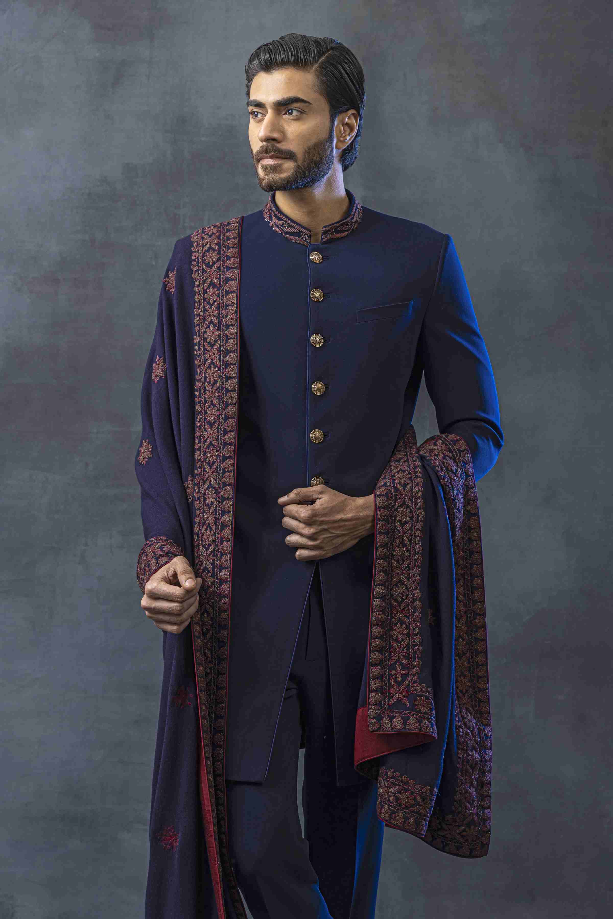 Navy Indowestern Sherwani Set